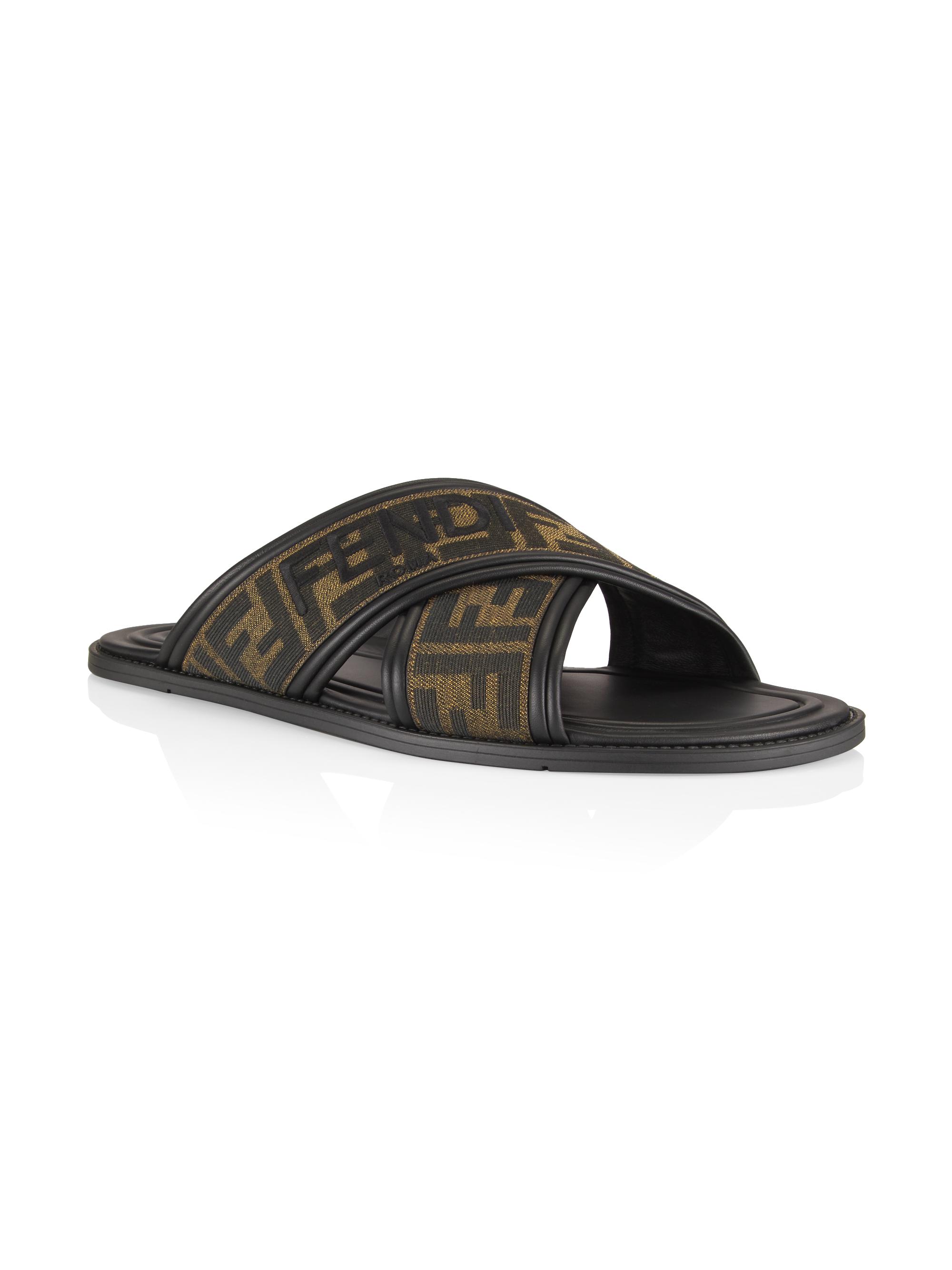 【美品】FENDI FF Cross Band Slide クロスベルトサンダル FENDI フェンディ FF Logo Cross Slider Slippers サンダル