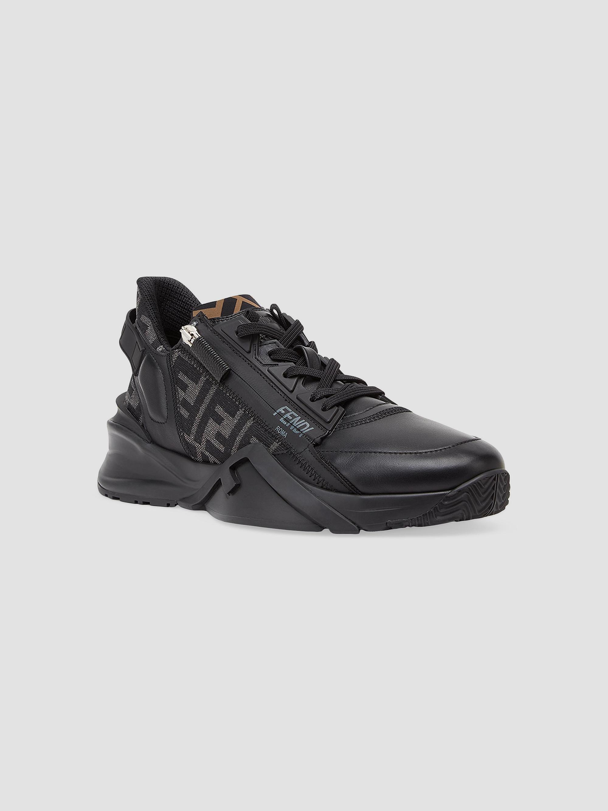 Fendi Flow Sneaker Zucca FF Logo Monogram Black Leather Size 9/ US 10 FENDI ZUCCA FF LOGO SNEAKERS – Caroline main image 2