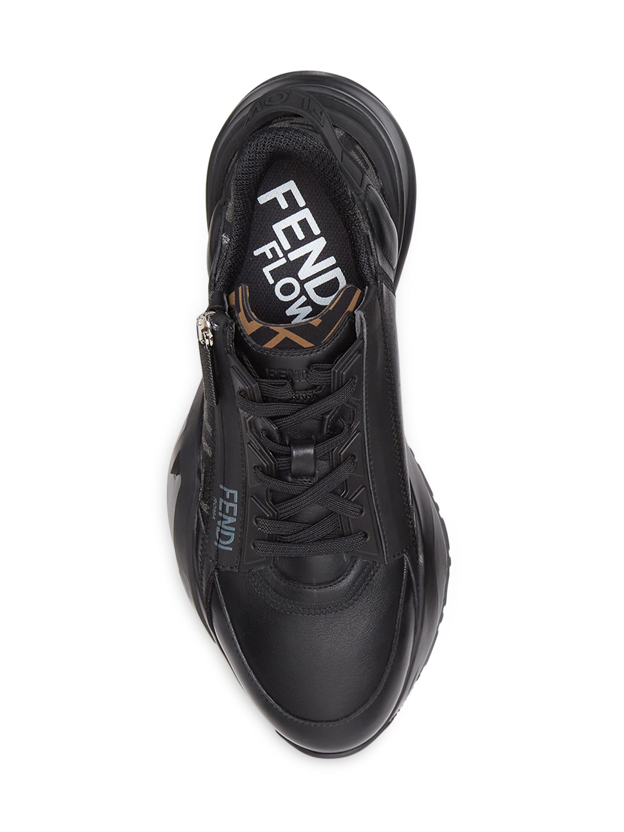 Fendi Flow Vitello Leather & Tonal Logo Jacquard Sneakers | Saks