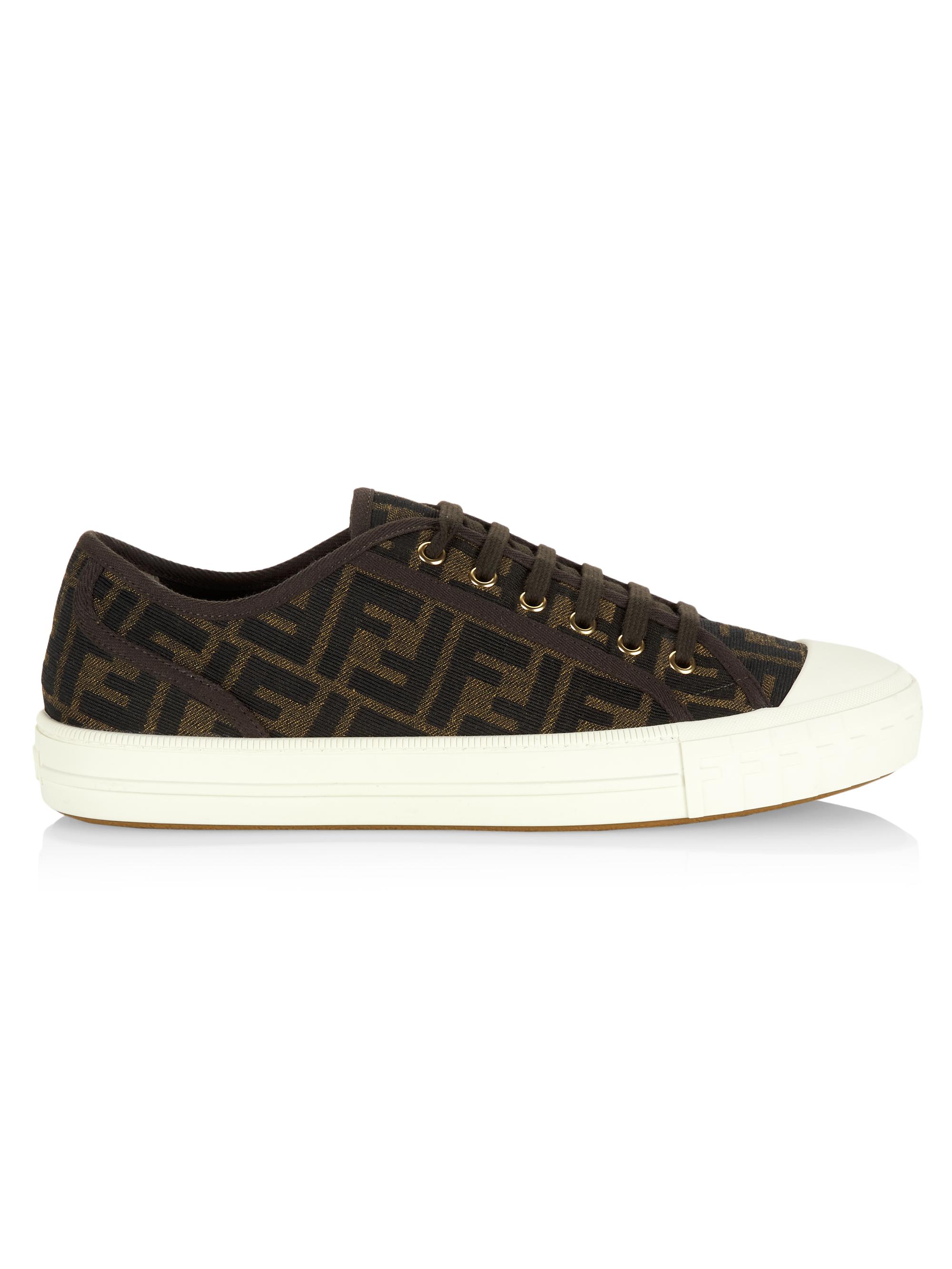 Fendi Men's Domino Low-Top Sneakers - Tabacco