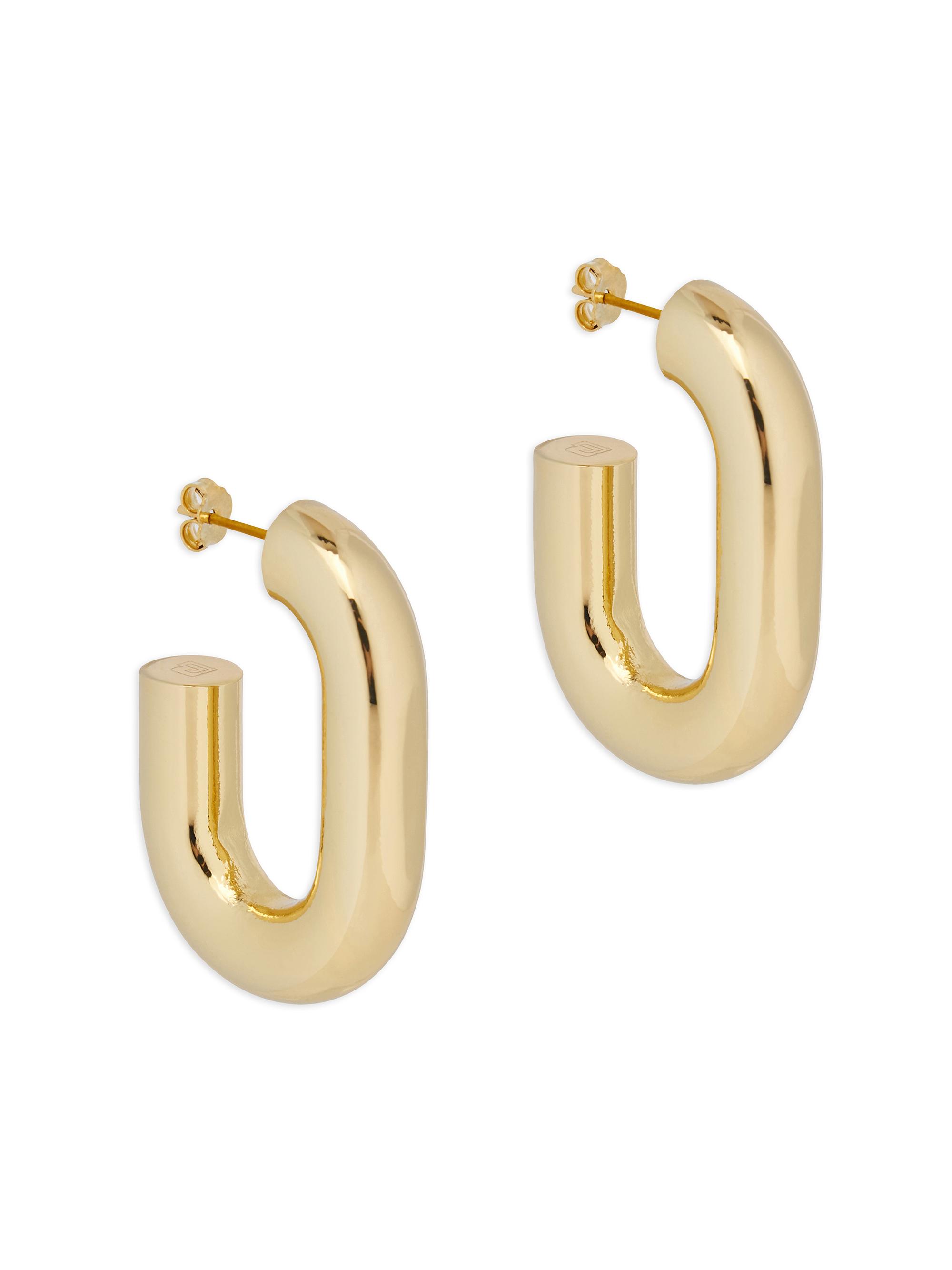 Rabanne Women's  Link Goldtone Oval Hoop Earrings - Gold