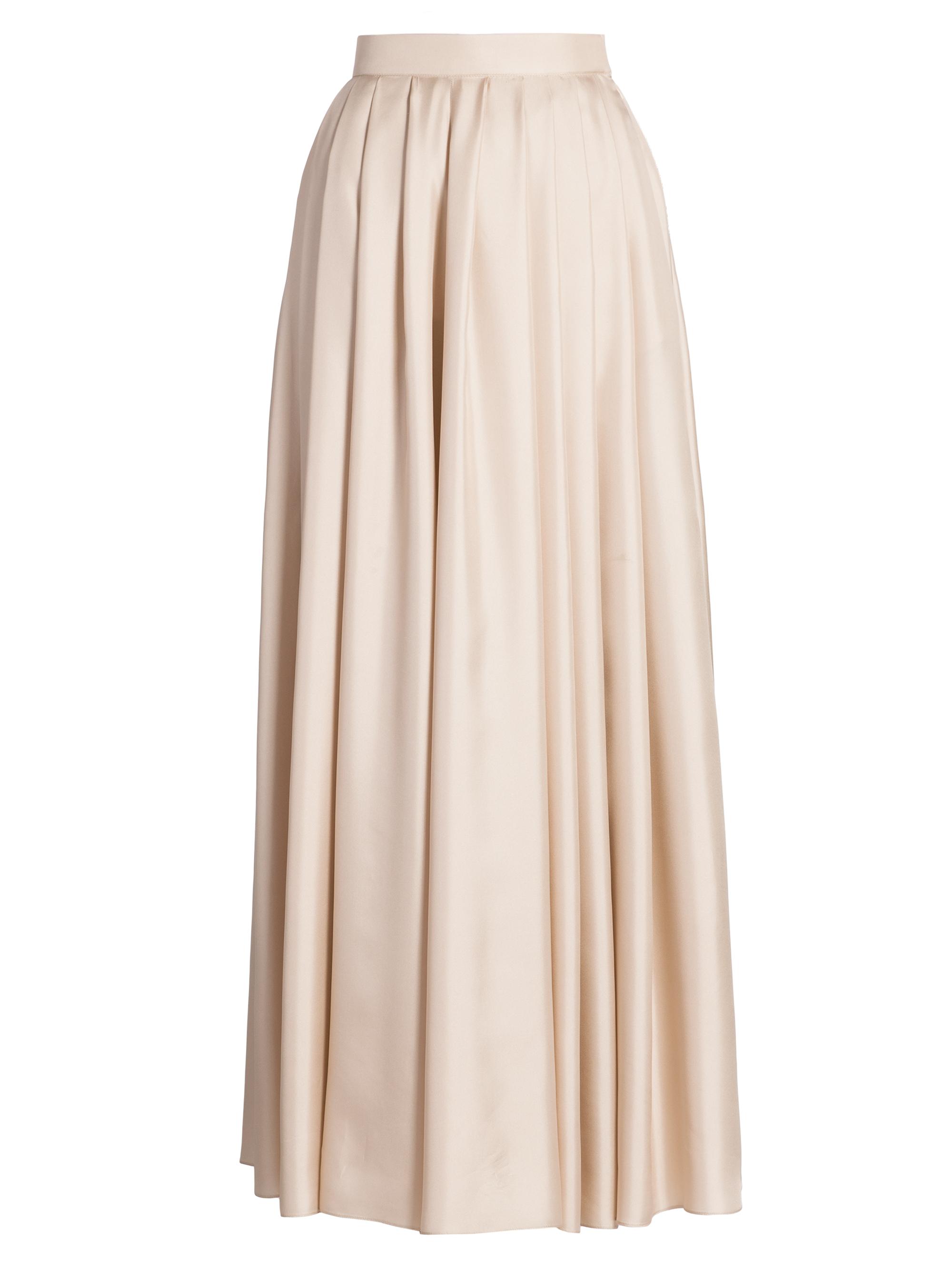 Giorgio Armani Women's Silk Twill Pleated Maxi Skirt - Sand