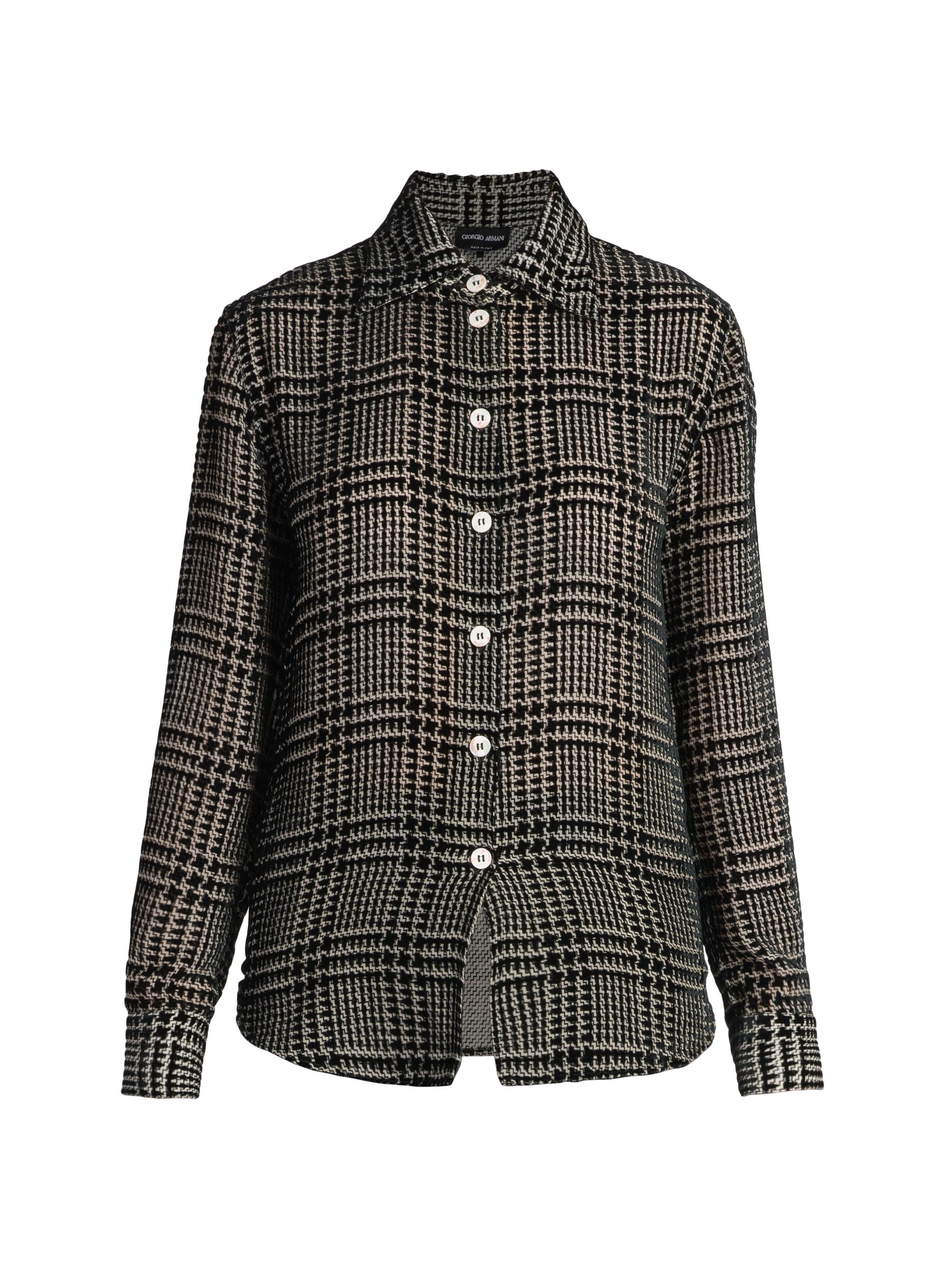 Giorgio Armani Women's Flocked Herringbone Shirt - Black Beauty