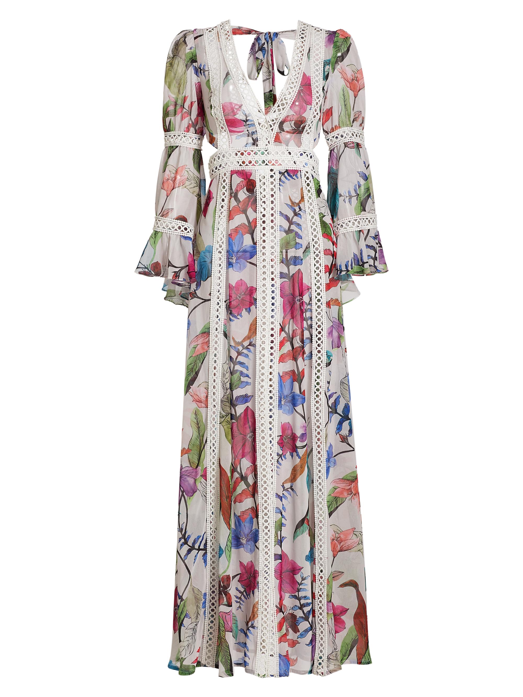 PatBO Women's Zamia Lace Trim Maxi Dress - White