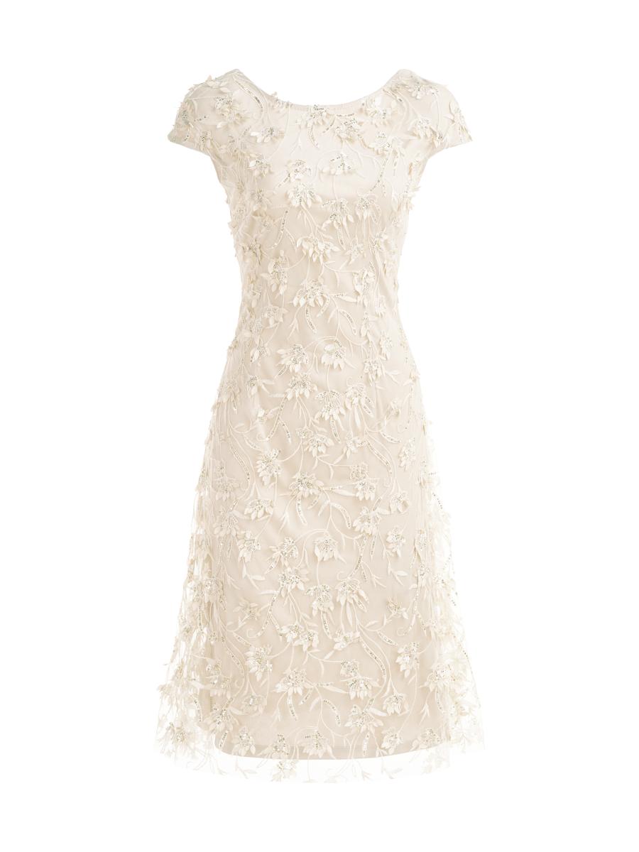 sachin and babi light blue dress Retro Queen Anne Neck Classic Lace Tea Length Puffy Bridal Dress