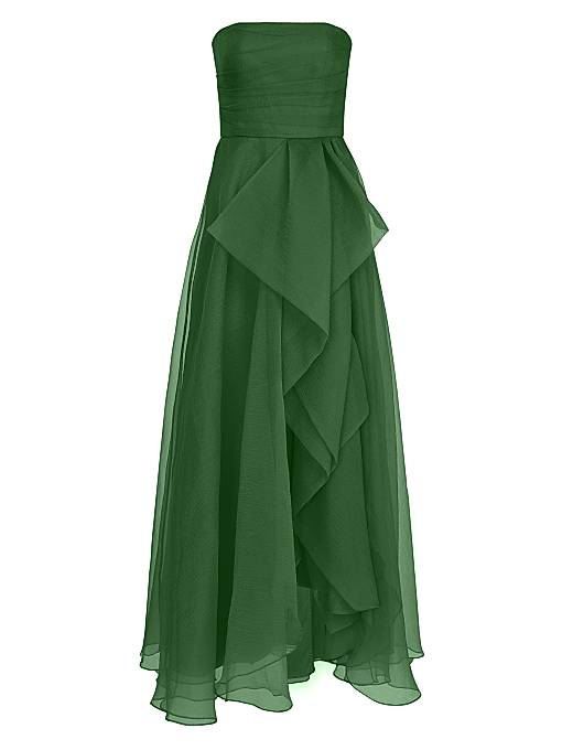 moss green satin bridesmaid dress Ruffles Sleeves Satin Midi Bridesmaid Dresses – Lisposa