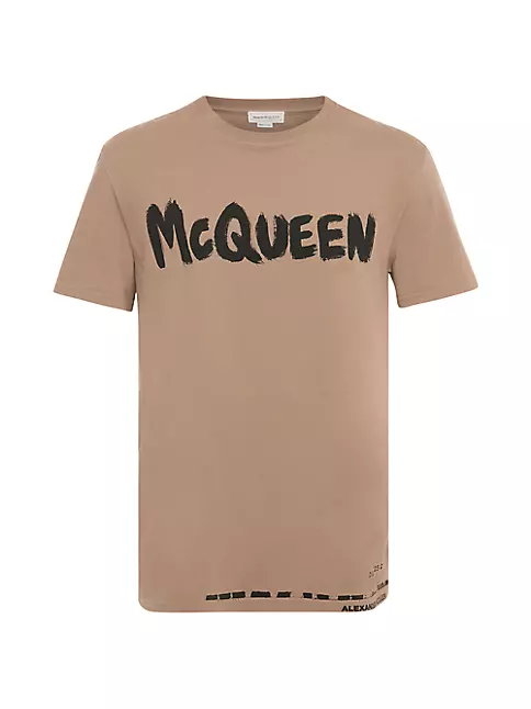 Alexander McQueen Men's Graffiti Logo Cotton T-Shirt - Black Multi - Size Large