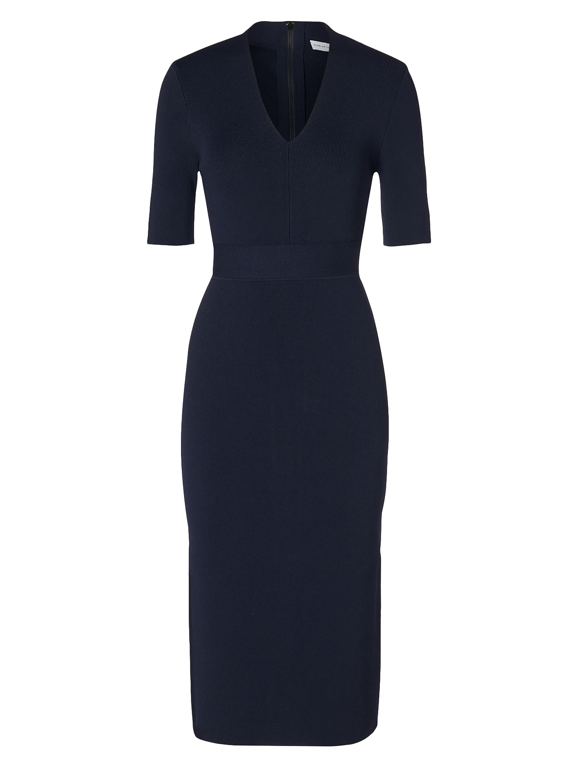 Scanlan Theodore Women's Belted Crepe-Knit Midi-Dress - Navy
