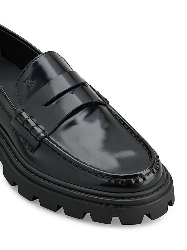 Shop Tod's Gomma Pesante Leather Lug-Sole Penny Loafers Shop Tod's Gomma Pesante Leather Lug-Sole Penny Loafers