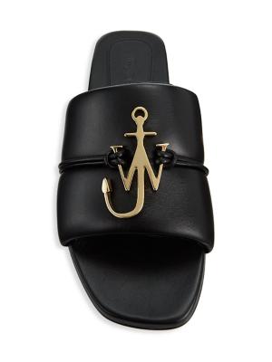 ANCHOR LOGO LEATHER SLIDE