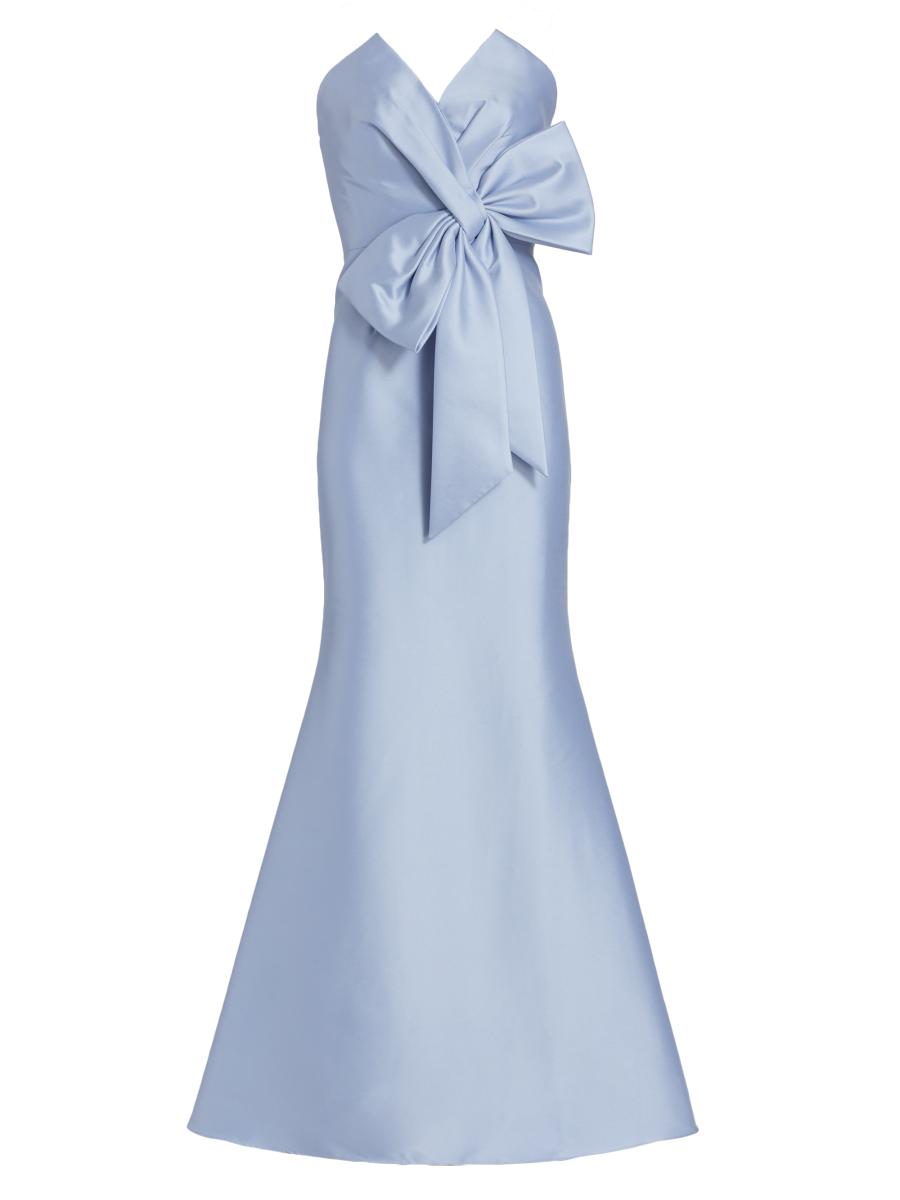 badgley mischka blue bow dress Strapless Gown 510 tall NBS25 Wedding 💒 season is Women's US Size:9