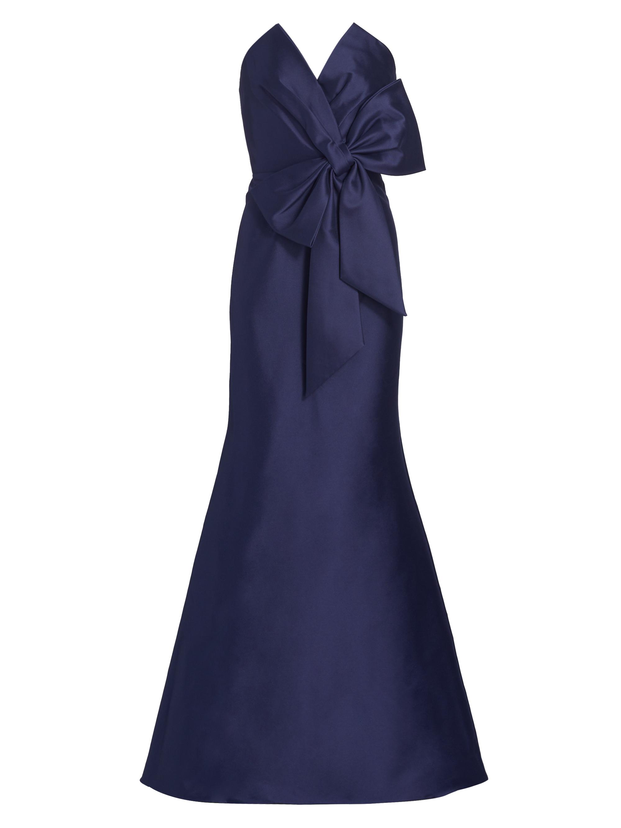 Badgley Mischka Women's Strapless Bow Gown - Navy