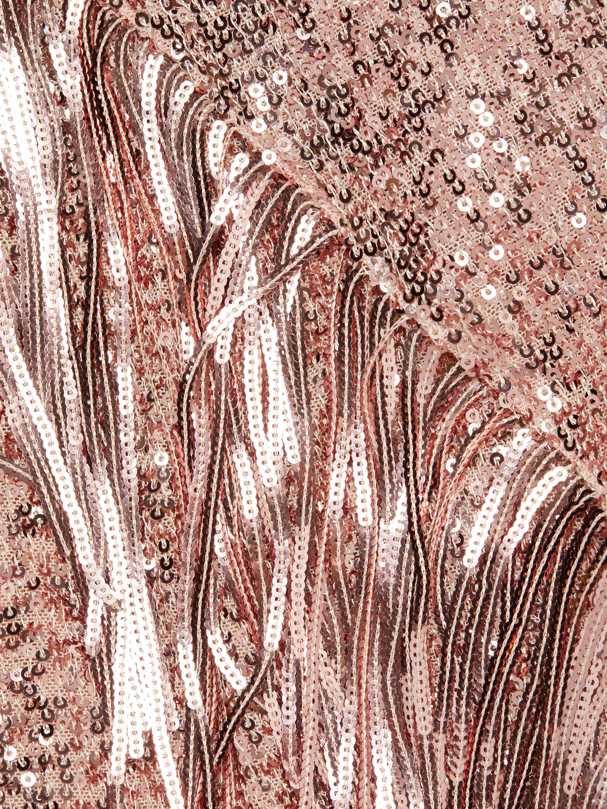 Badgley Mischka Sequin Fringe Cocktail Dress in Blush