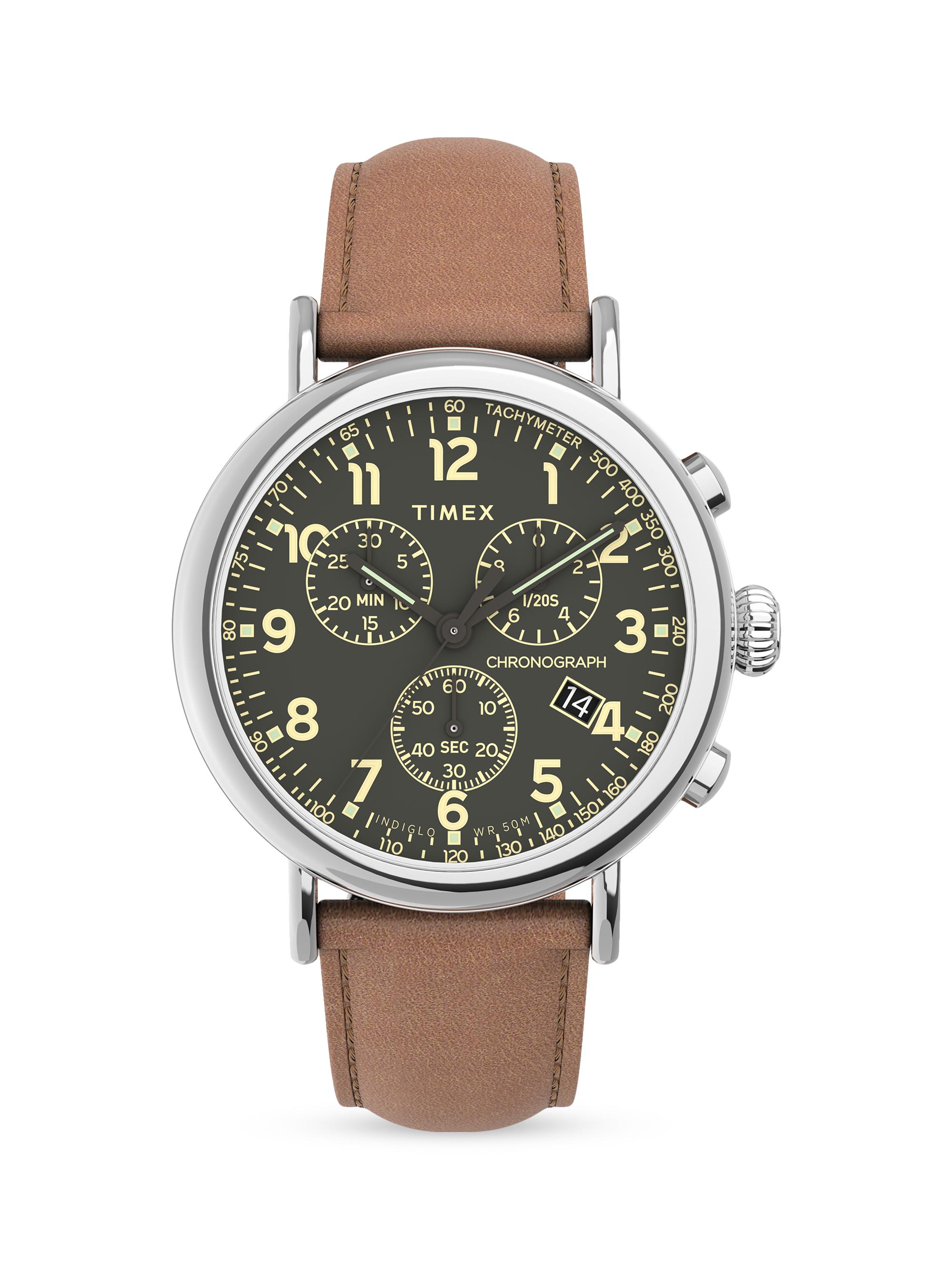 Timex Standard Leather Strap Chronograph Watch Saks Fifth Avenue