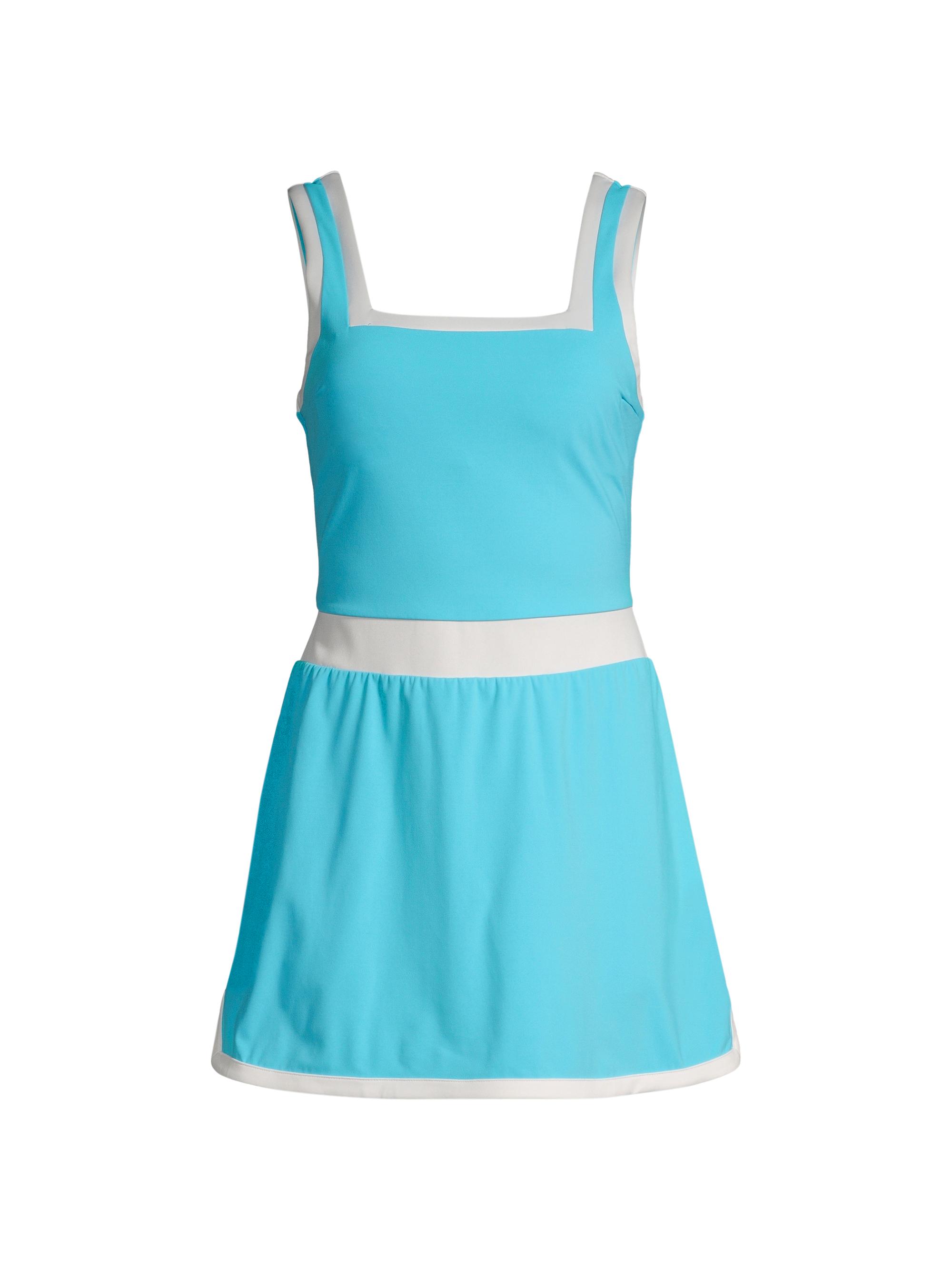 Addison Bay Women's Rally Sleeveless Knit Tennis Dress - Azure White