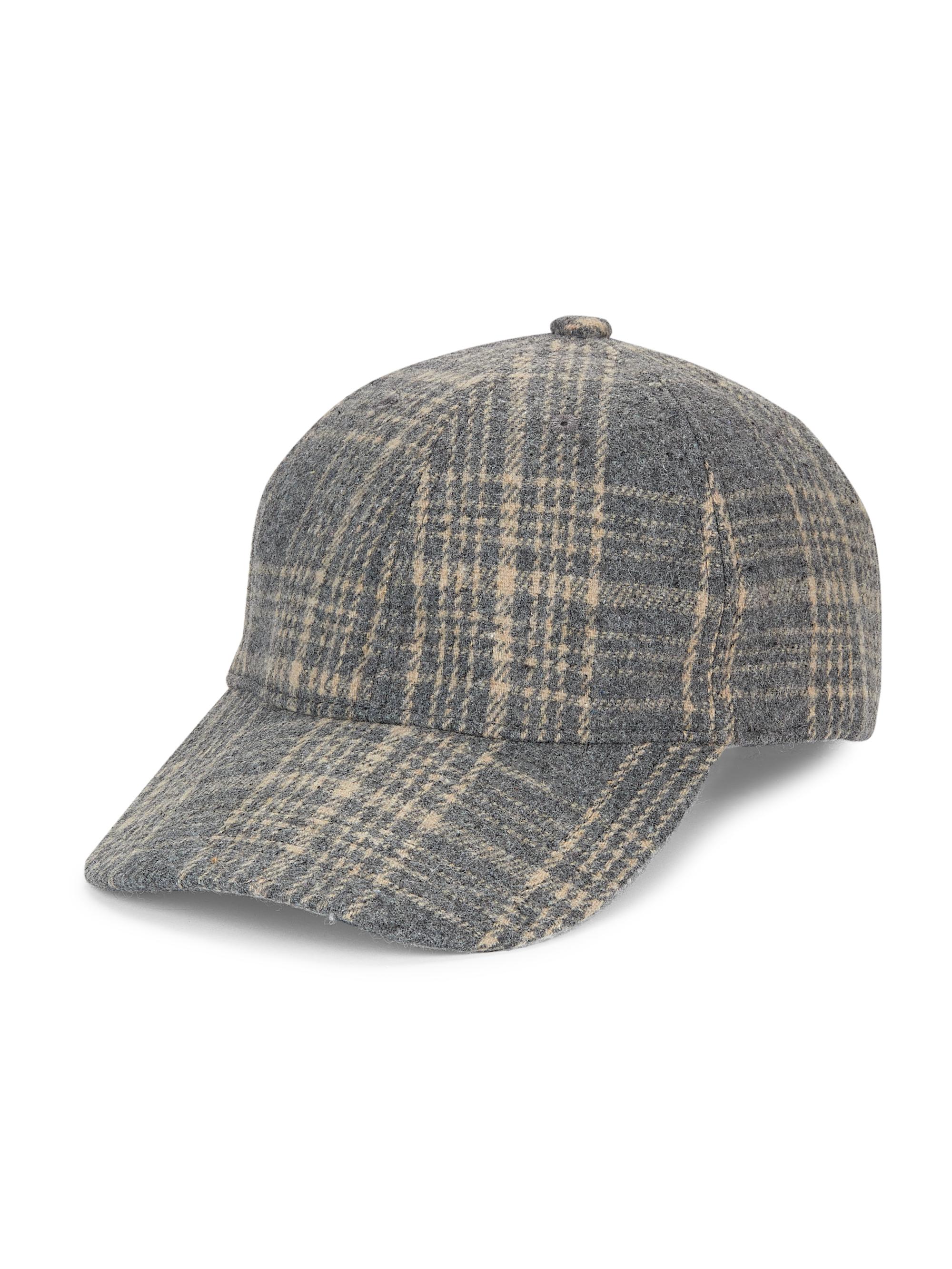 Saks Fifth Avenue Men's COLLECTION Plaid Baseball Hat - Mirage Gray