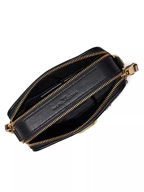 Marc Jacobs Black Leather Snapshot Crossbody Bag In New Black Multi