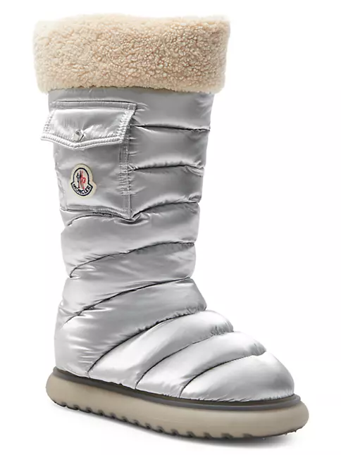 Shop Moncler Gaia Pocket Metallic Faux Fur-Trim Snow Boots