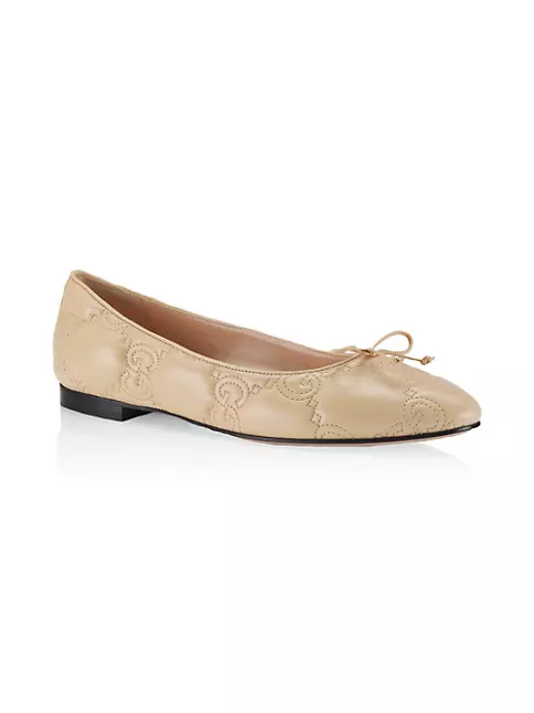 CHANEL Gold Beige Leather Sequined Flats Shoe Size 40.5 US: 9-1/2