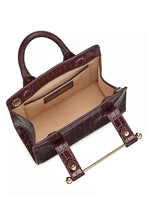 The Strathberry Nano Tote - Croc-Embossed Leather Burgundy