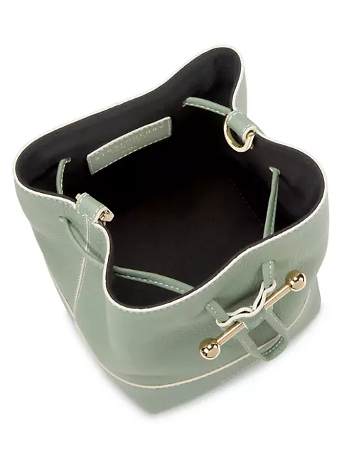 Strathberry - Lana Osette - Leather Mini Bucket Bag - White / Green
