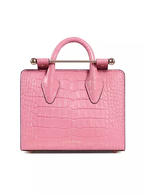 Shop Strathberry Nano Croc-Embossed Leather Tote