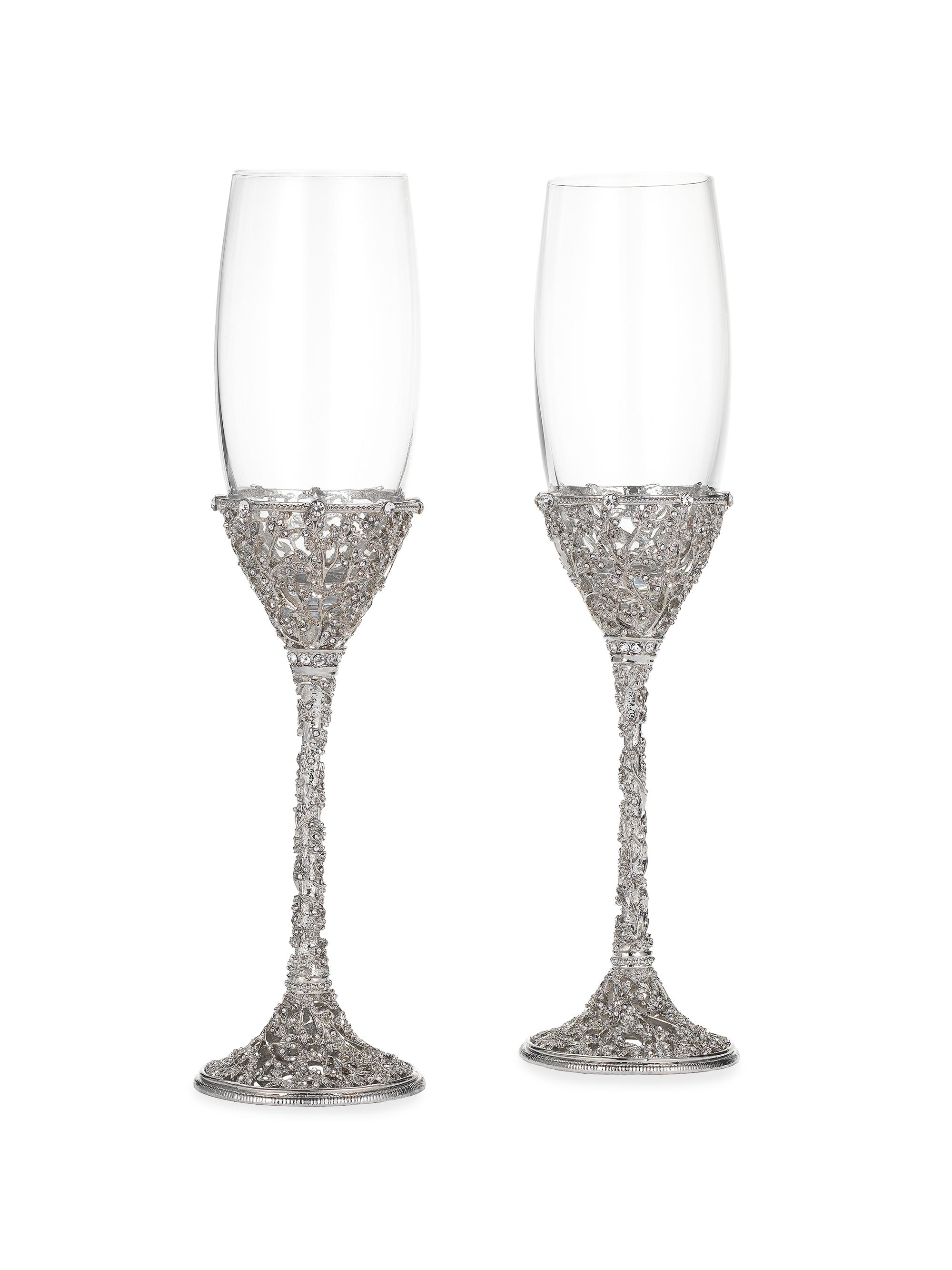 Olivia Riegel Isadora 2-Piece Flute Glass Set - Silver
