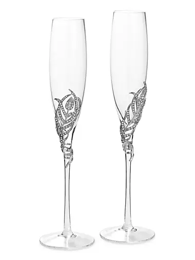 Champagne Flute Set of 6- Flora Etched