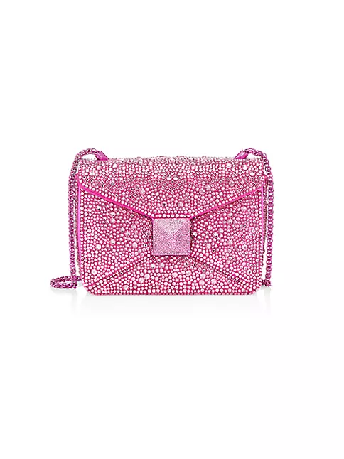 Shop Valentino Garavani Mini VLogo Crystal-Embellished Top Handle Bag