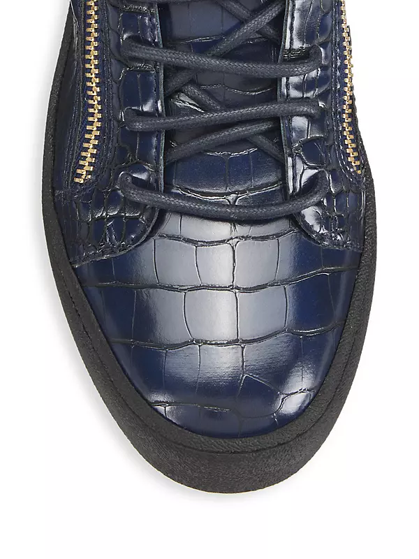 Shop Giuseppe Zanotti Maylondon Embossed Leather Low-Top Sneakers 