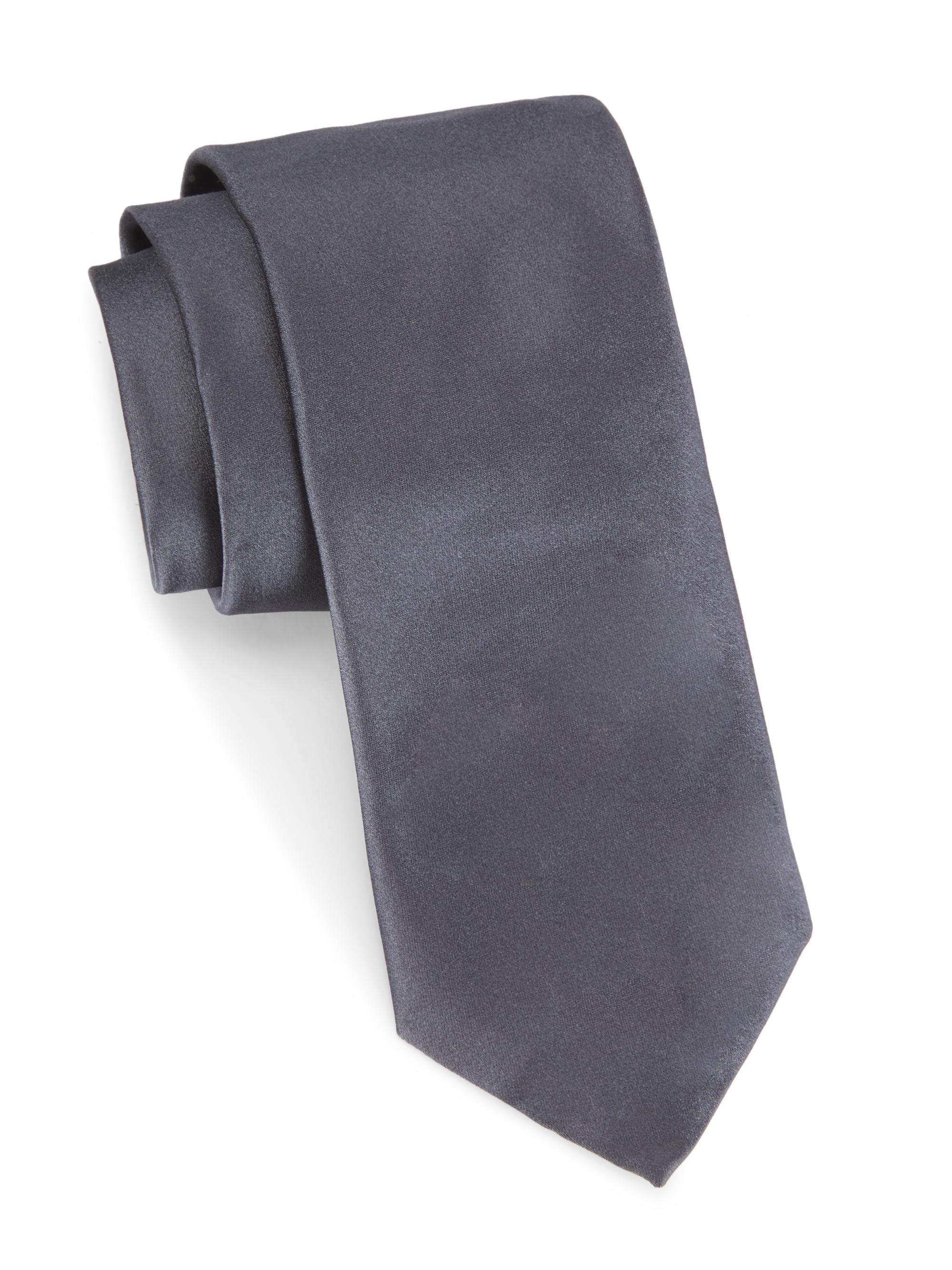Canali Men's Solid Silk Necktie - Grey