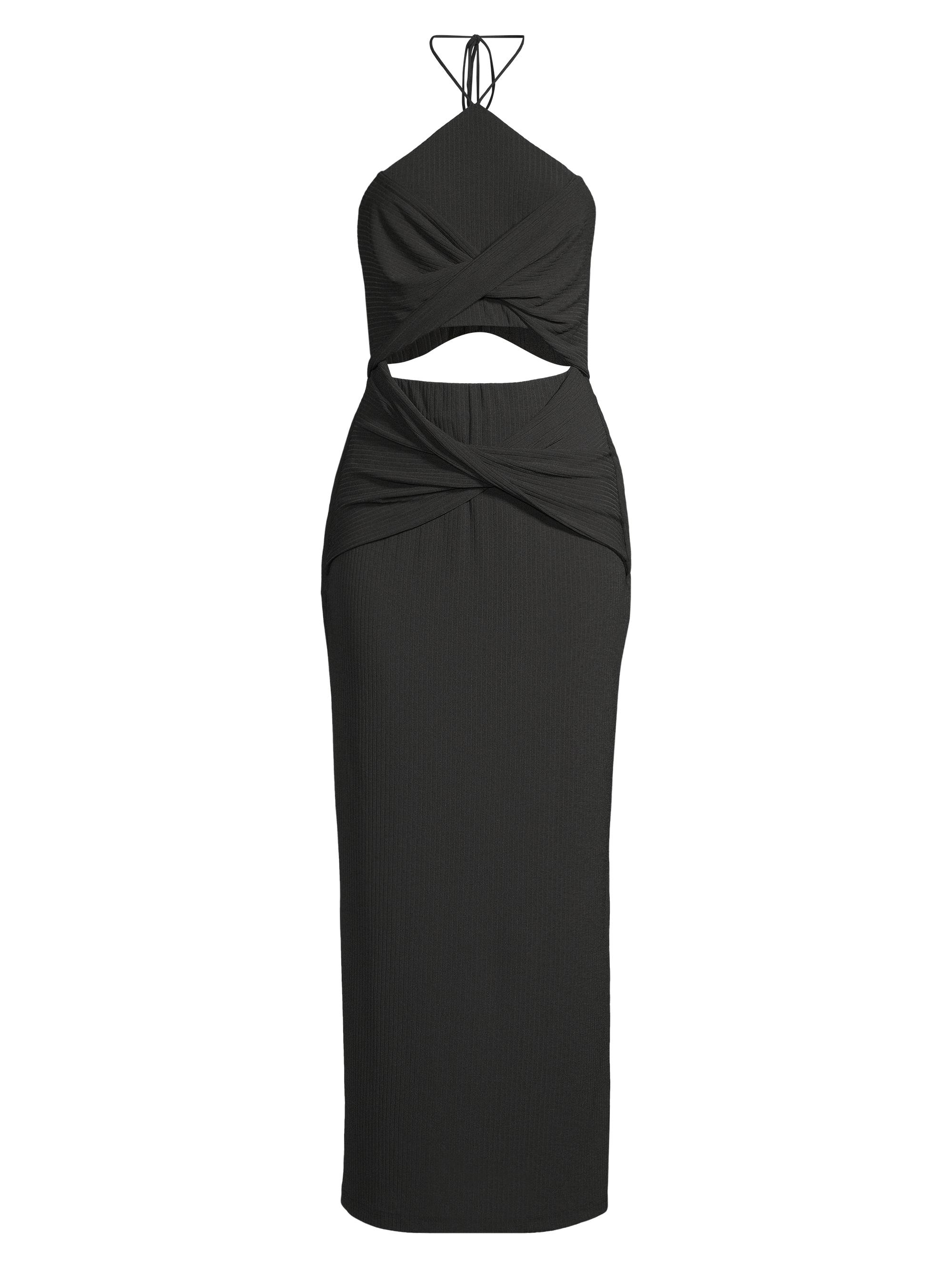 Significant Other Women's Hallie Cut-Out Rib-Knit Halter Maxi Dress - Black
