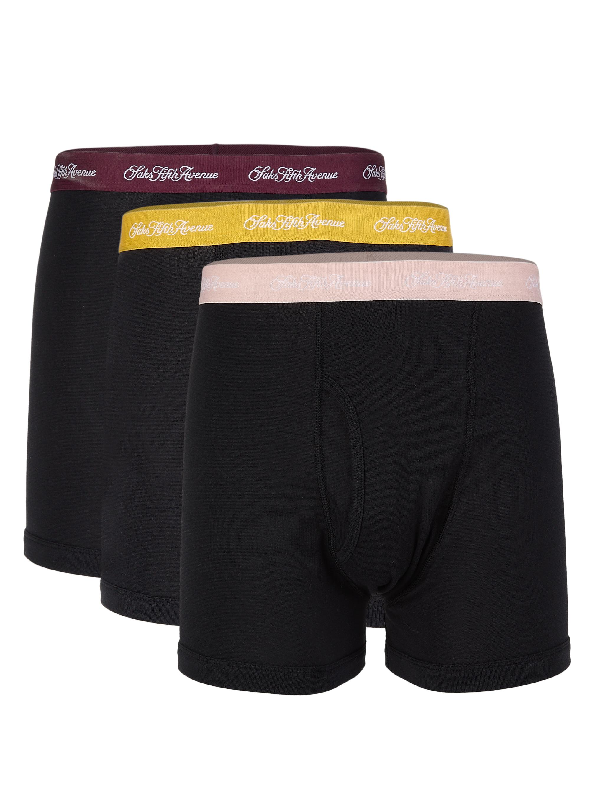Saks Fifth Avenue Men's COLLECTION 3-Pack Boxer Briefs - Grape Wine Golden Yellow Chalk Pink