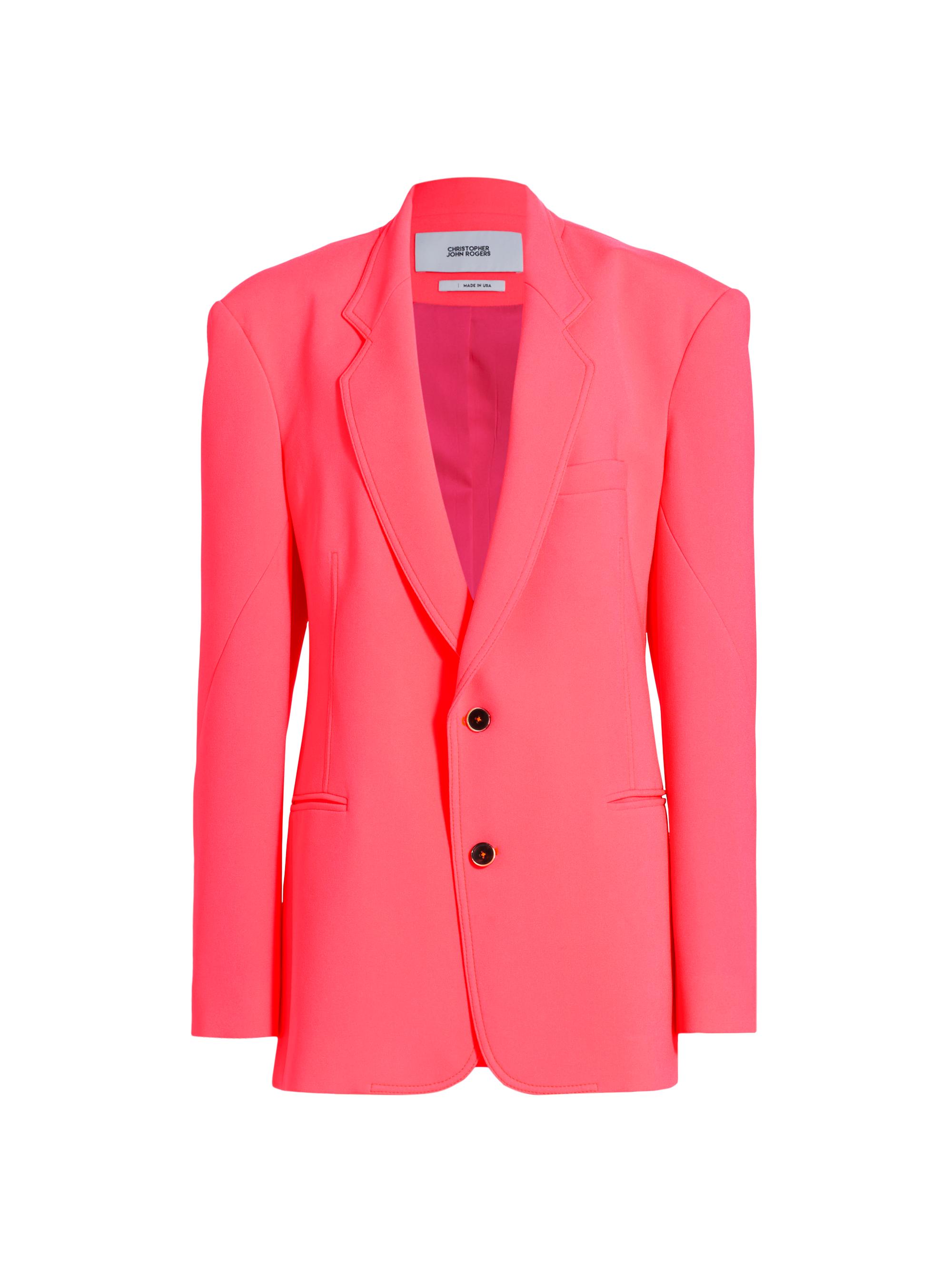 Christopher John Rogers Women's Oversized Crepe Suit Jacket - Flamingo