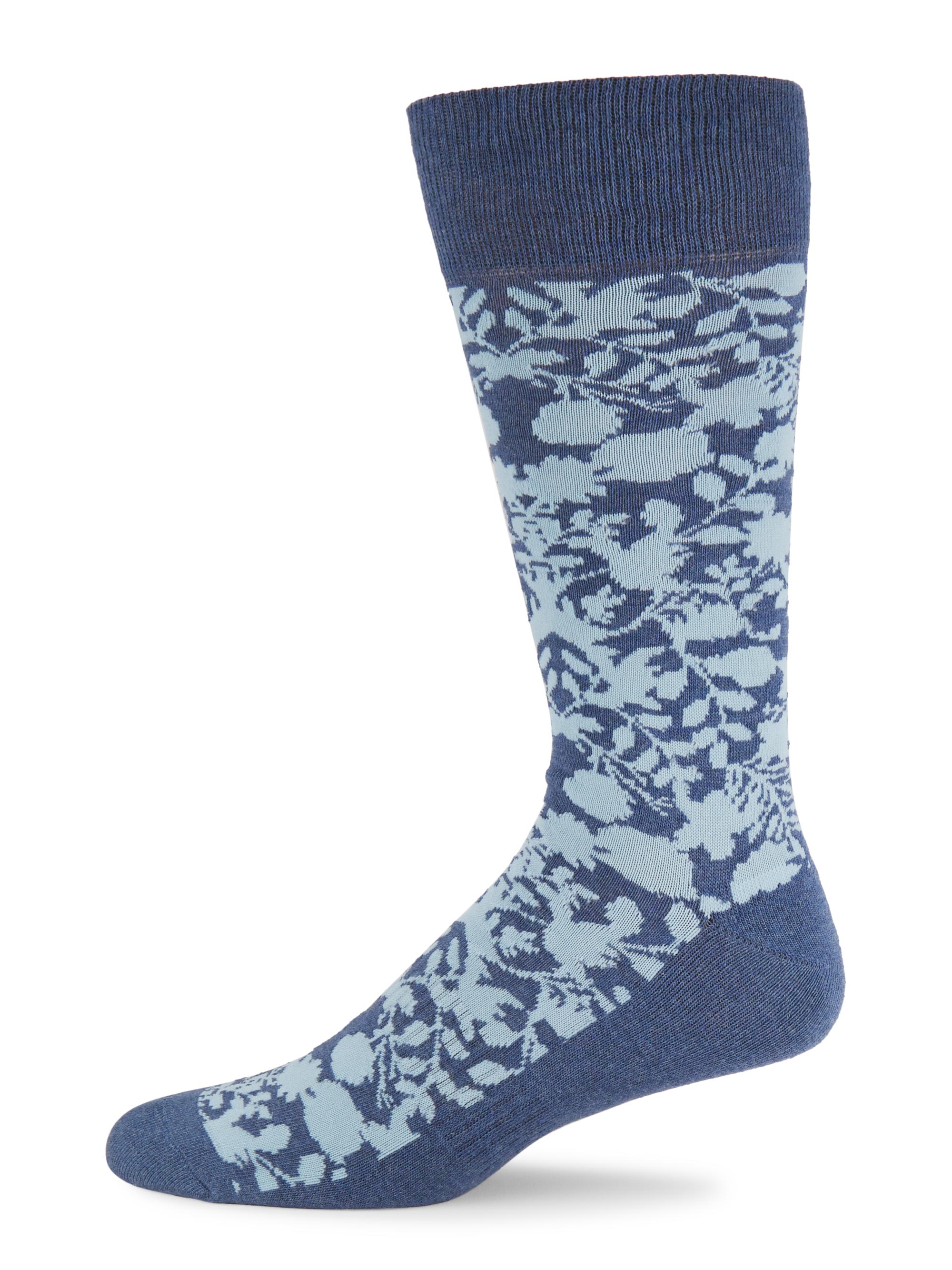 Saks Fifth Avenue Men's Floral Silhouette Socks - Ashley Blue