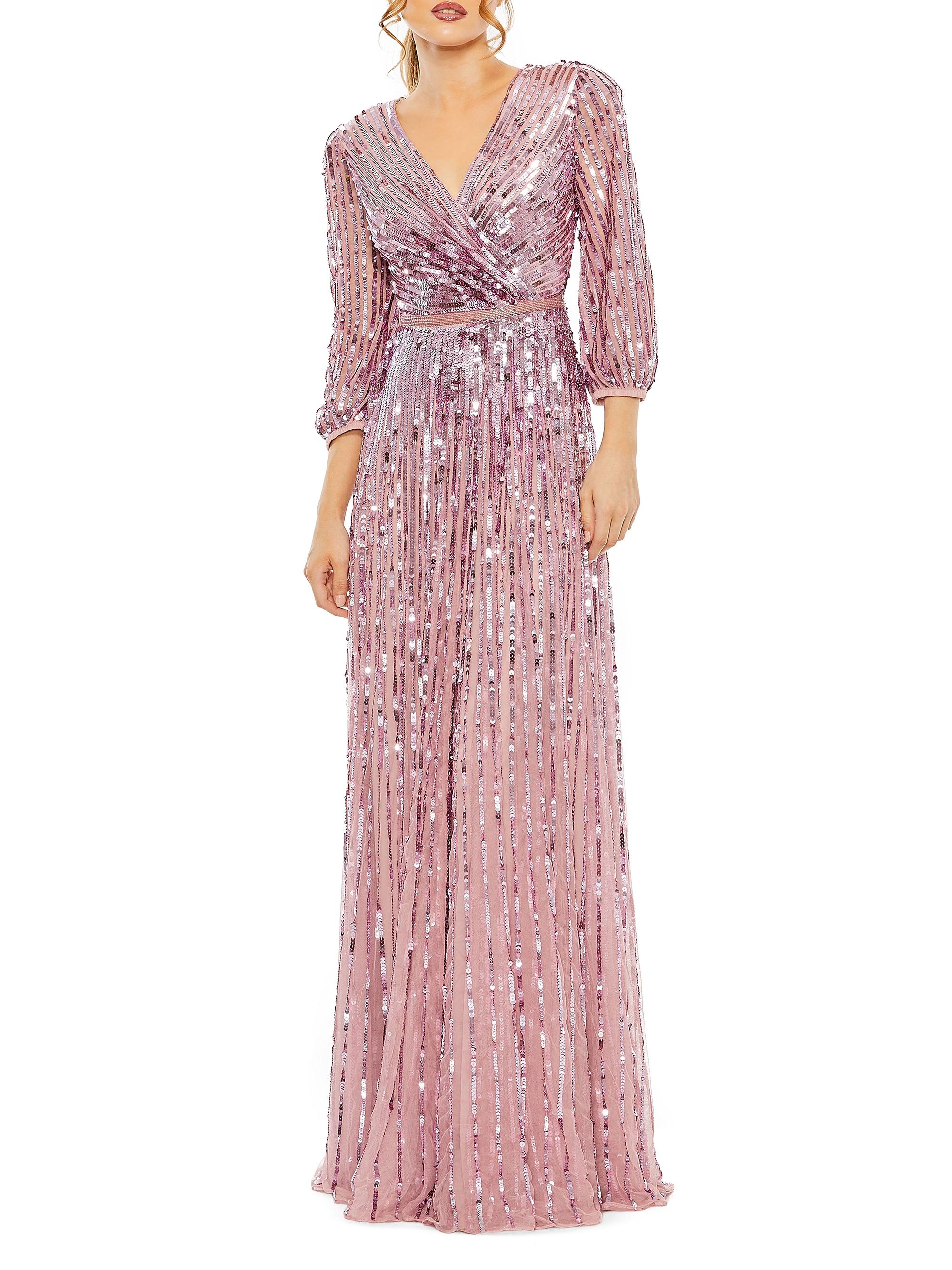 Mac Duggal Women's Metallic Puff-Sleeve Gown - Mauve