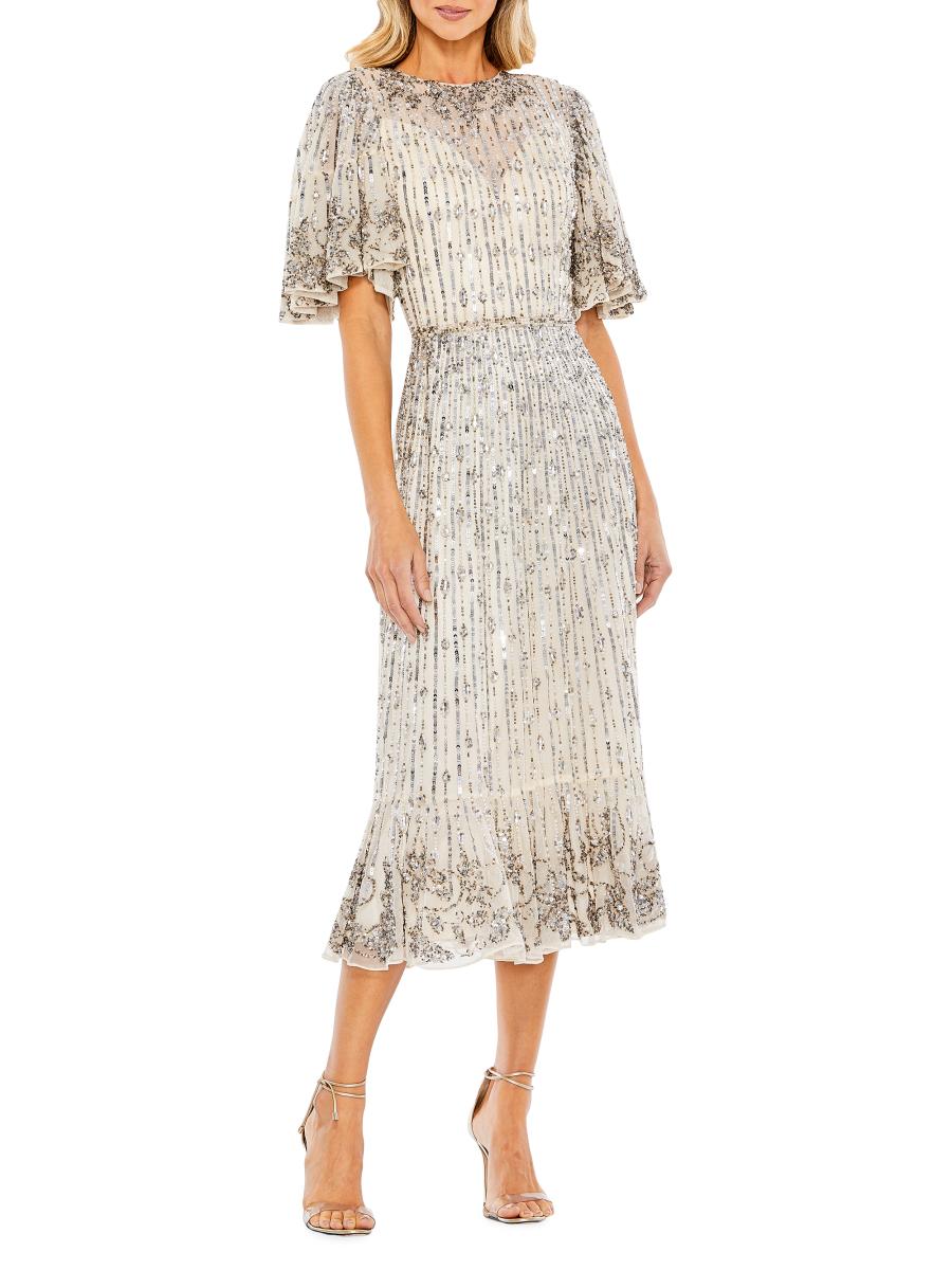 Mac Duggal Flounce Sleeve Midi-Dress | Saks Fifth Avenue