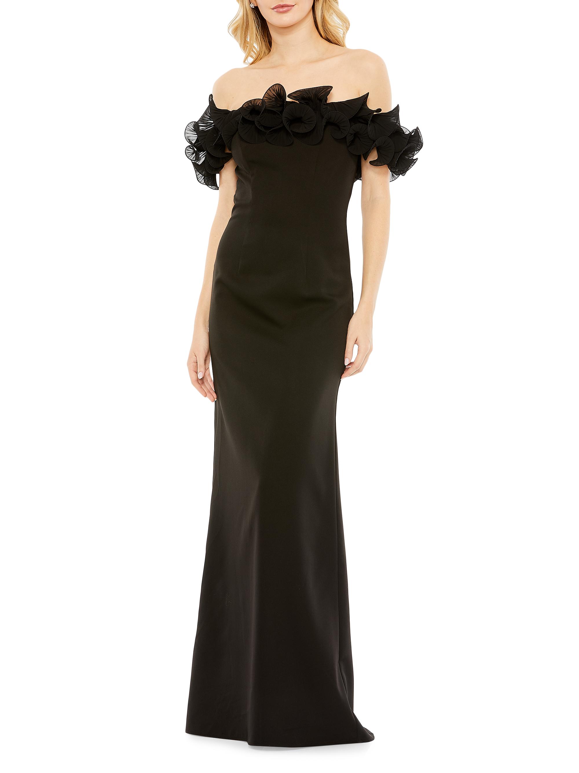 Mac Duggal Women's Off-The-Shoulder Ruffle Gown - Black