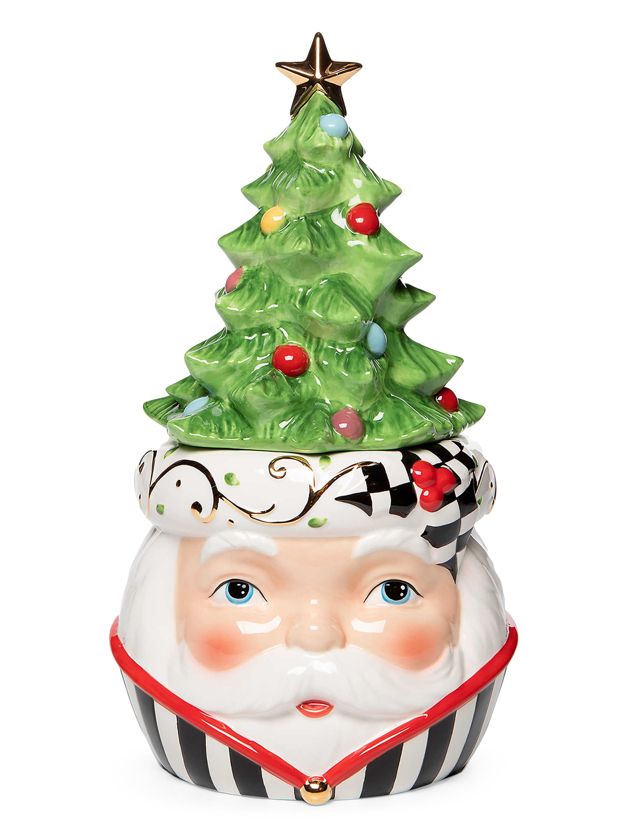 MacKenzie-Childs Tree Top Ceramic Santa Cookie Jar