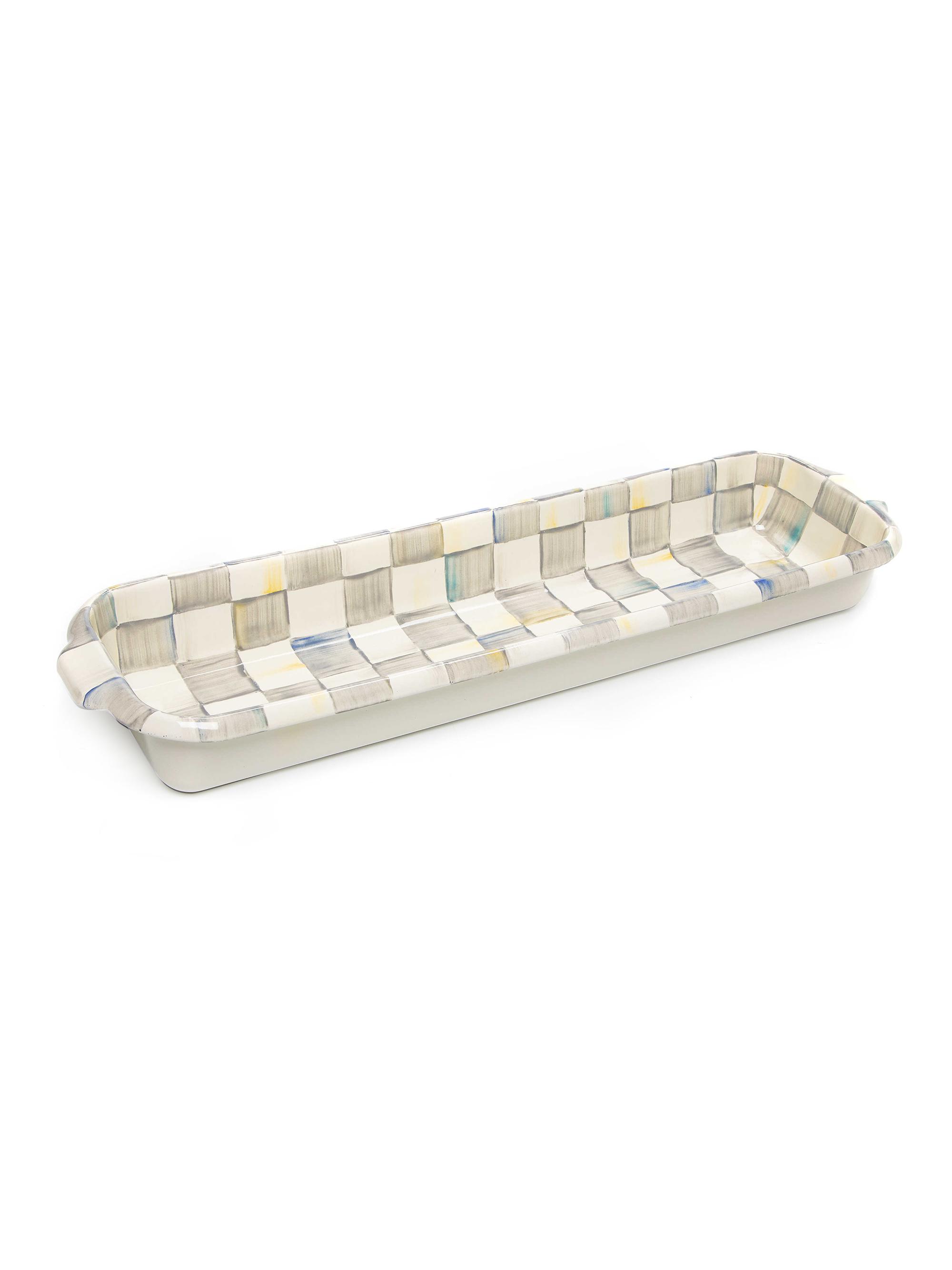 MacKenzie-Childs Sterling Check Enamel Baguette Dish