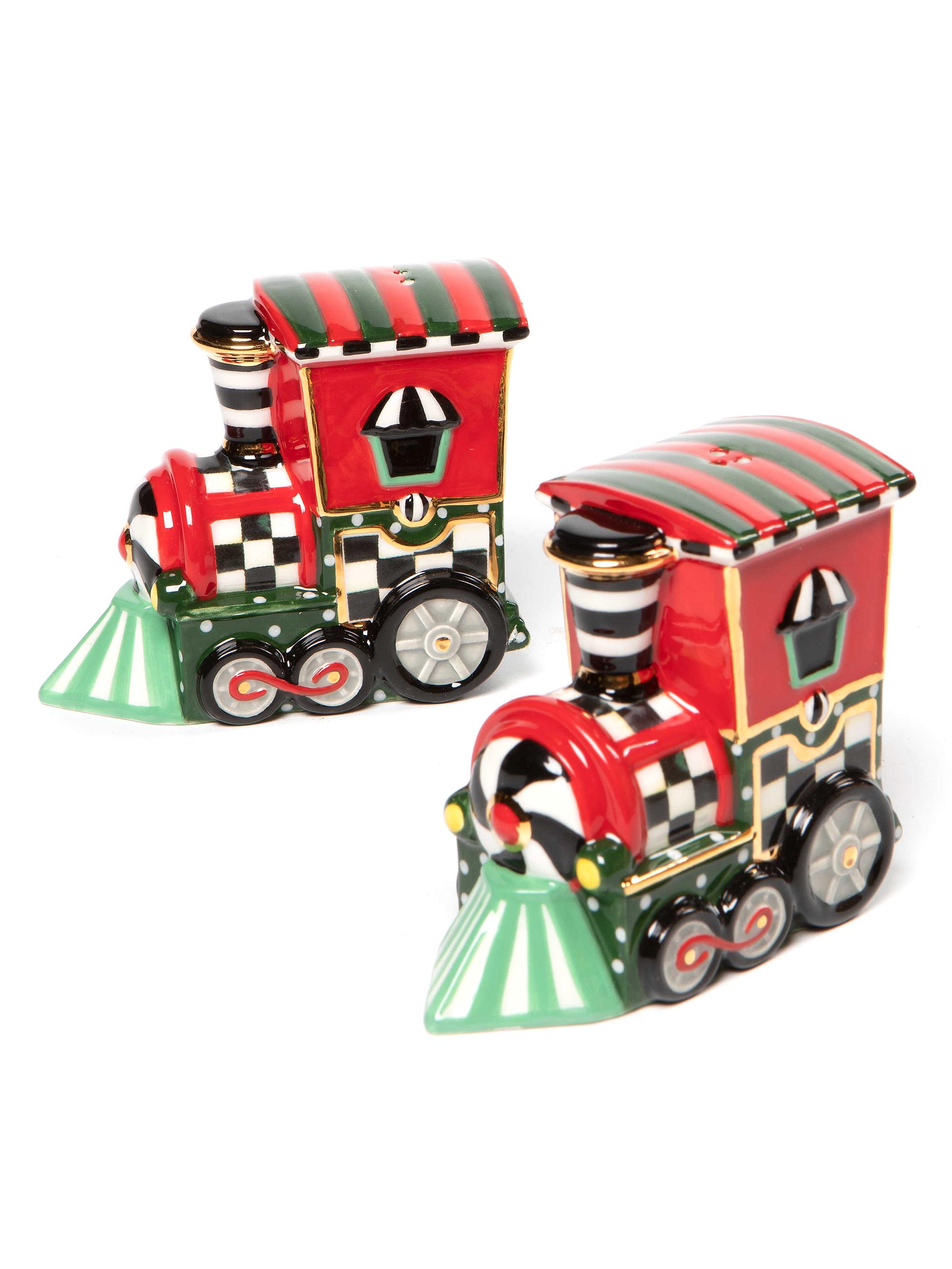 MacKenzie-Childs Toyland Train Handmade Ceramic Salt & Pepper Set