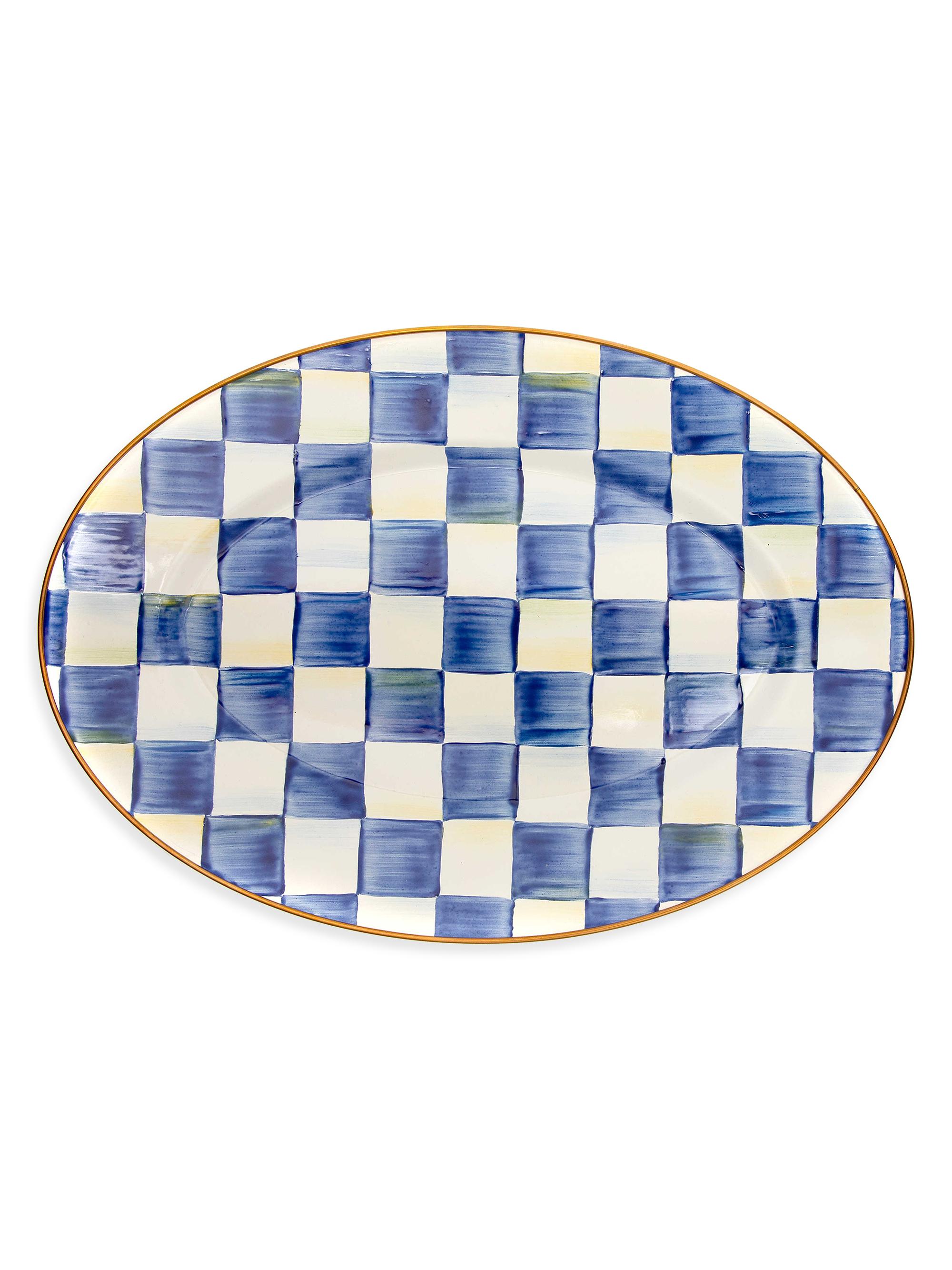 MacKenzie-Childs Royal Check Enamel Oval Platter Small