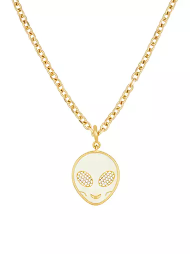 Sister 18K Gold-Plated, Cubic Zirconia & Glow Enamel Necklace