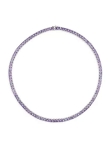 Just The [Un]Ordinary 18K White-Gold-Plated & Cubic Zirconia Tennis Necklace