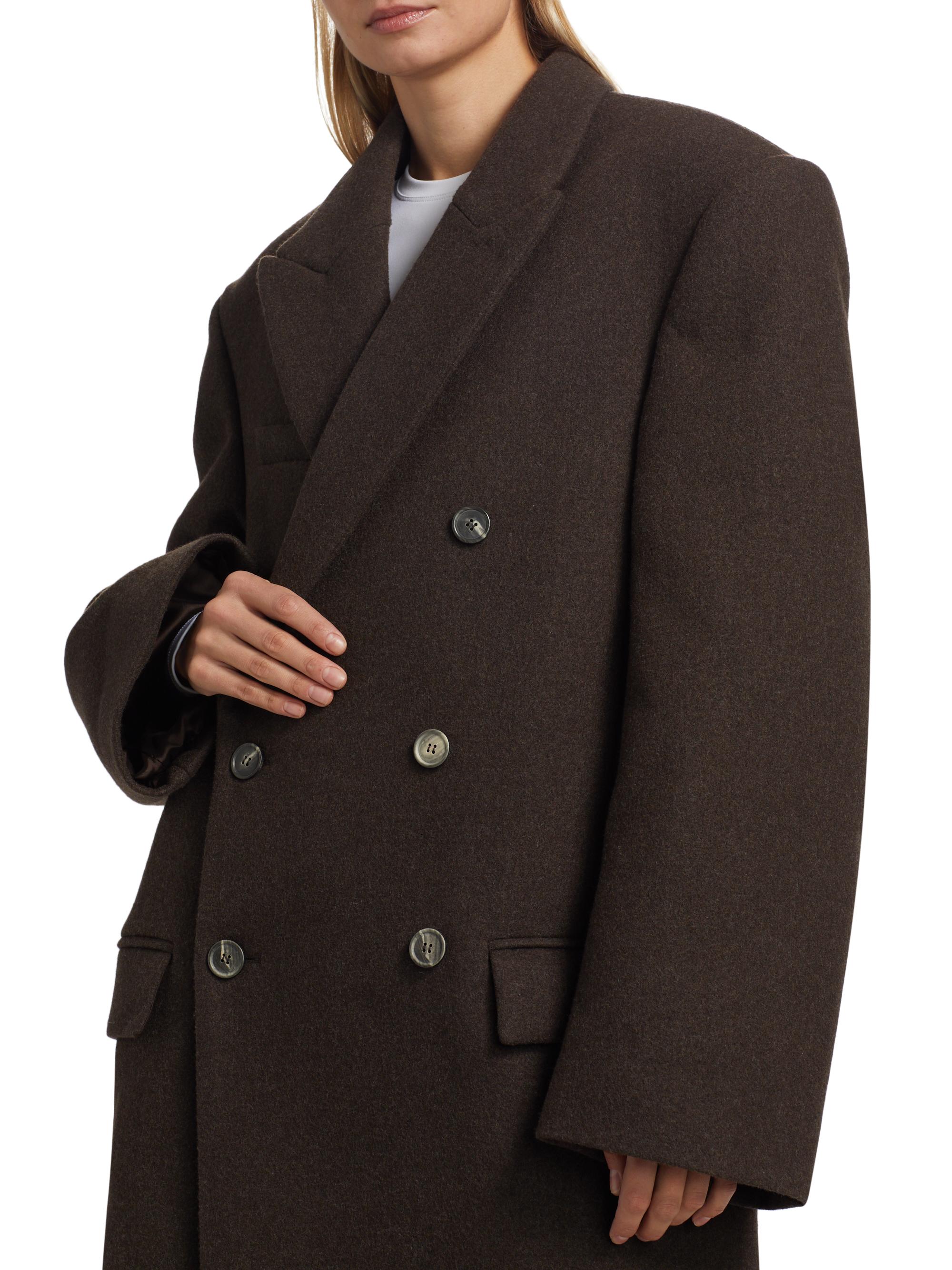 Hailey Bieber Double-Breasted Wool Coat Saks Fifth