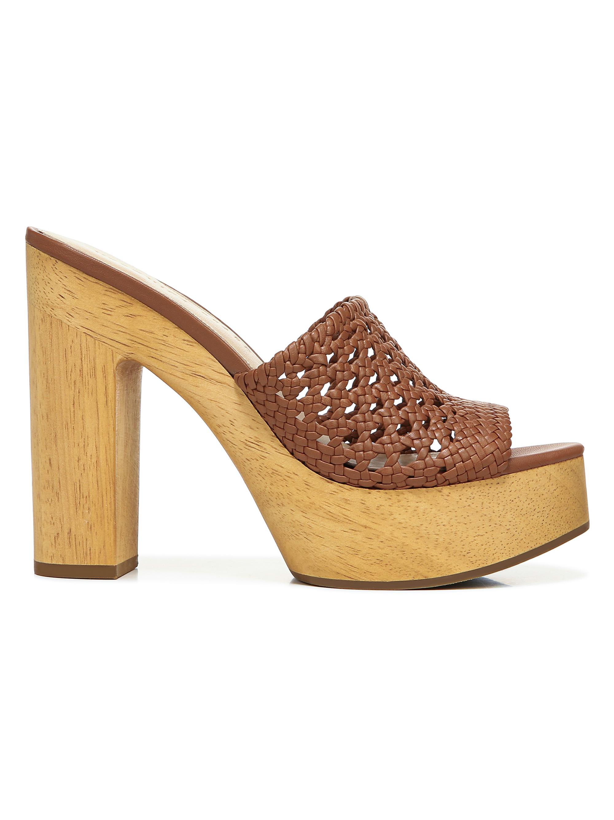 Veronica Beard Guadalupe Woven Leather Wooden-Heel Mules | Saks