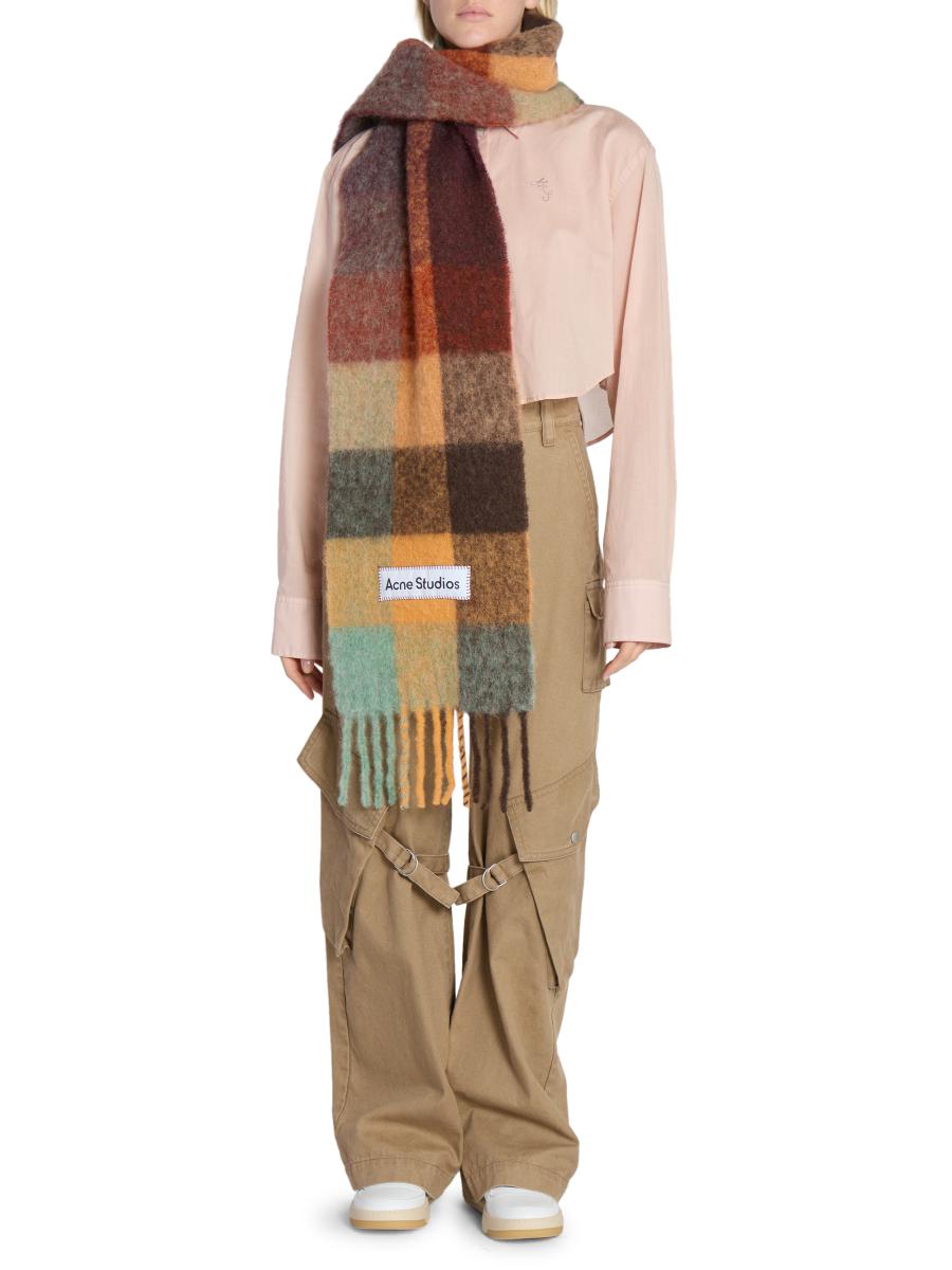 Acne Studios Main Vally Checkered Fringe Scarf | Saks Fifth