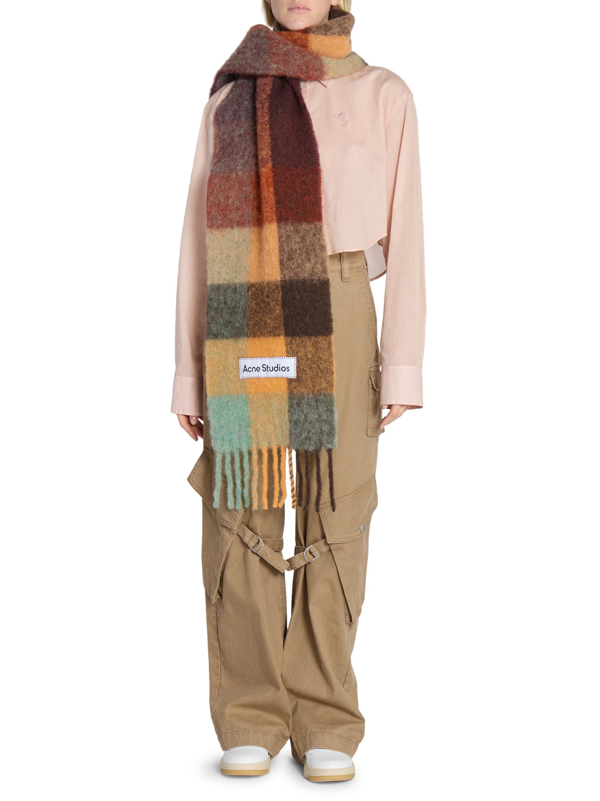 Acne Studios VALLY モヘヤ チェックストール Acne Studios Main Vally Checkered Fringe Scarf | Saks Fifth Avenue