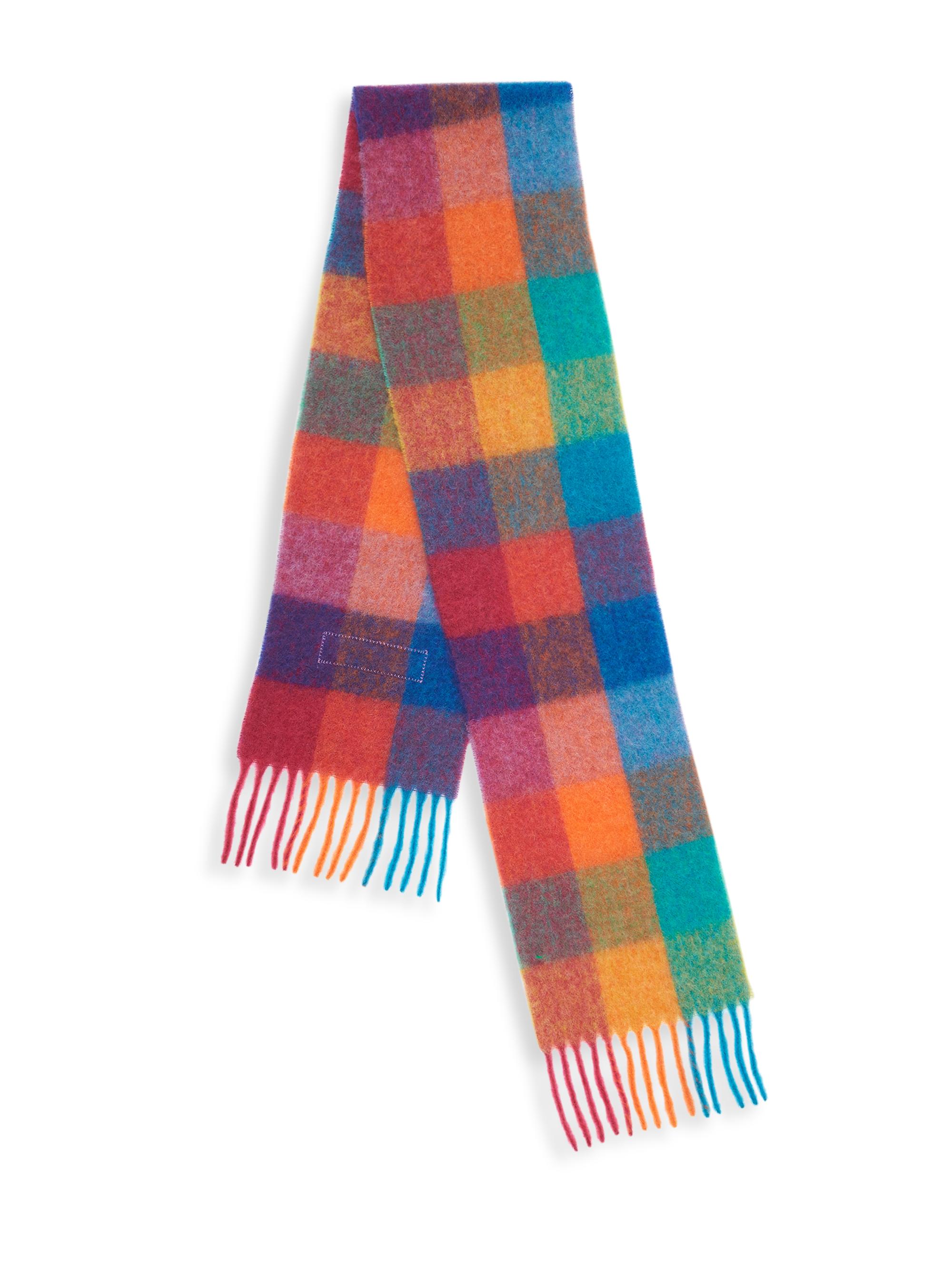 Acne Studios Purple Plaid Fringe Scarf