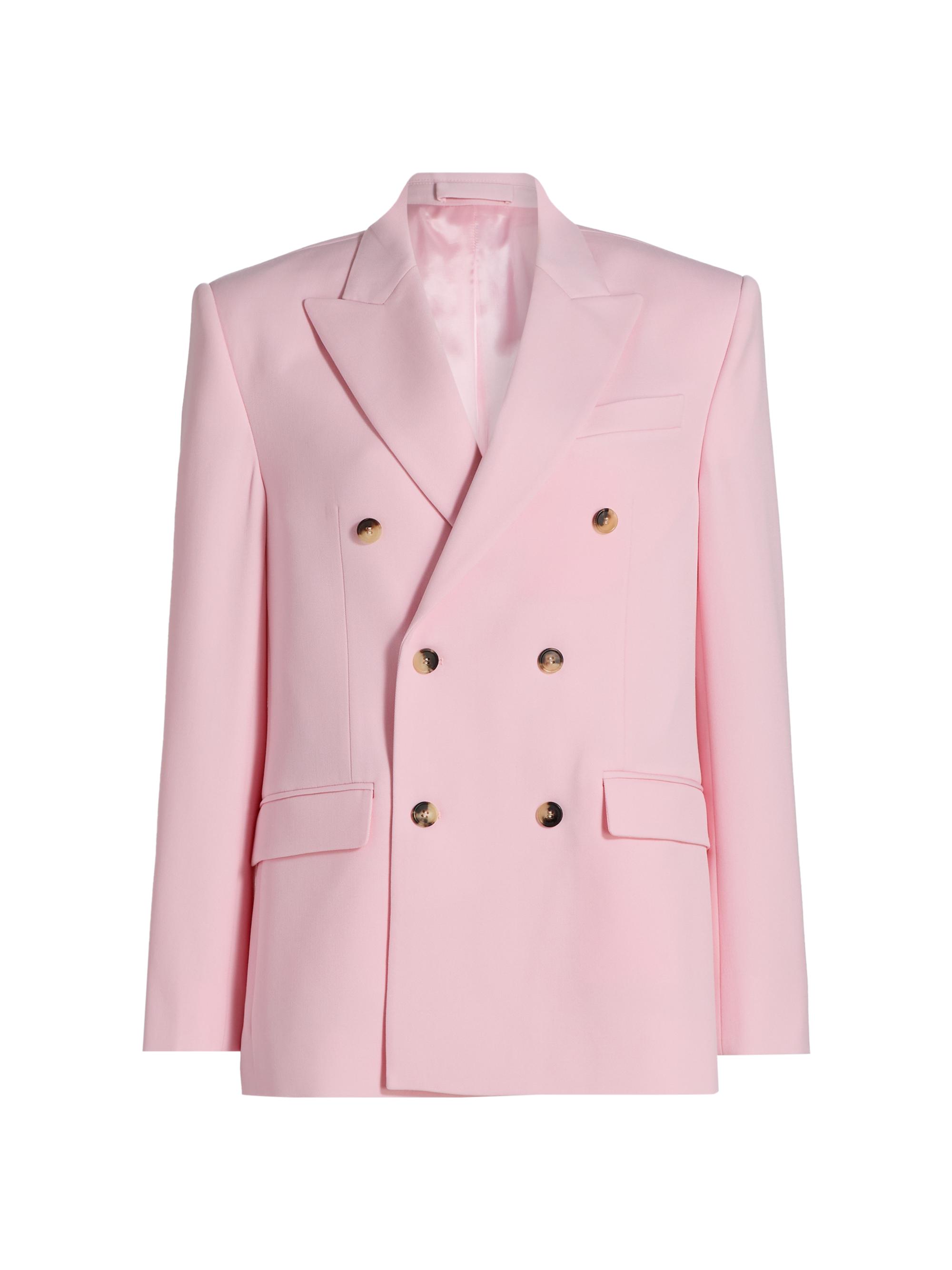 WARDROBE.NYC Women's Double-Breasted Wool Blazer - Blush